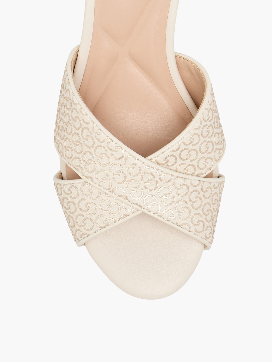 Women Monogram Print Stiletto Heel Sandals