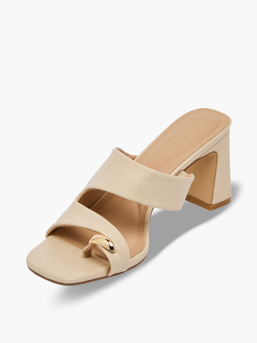 Women Crinkle Textured Block Heel Sandals