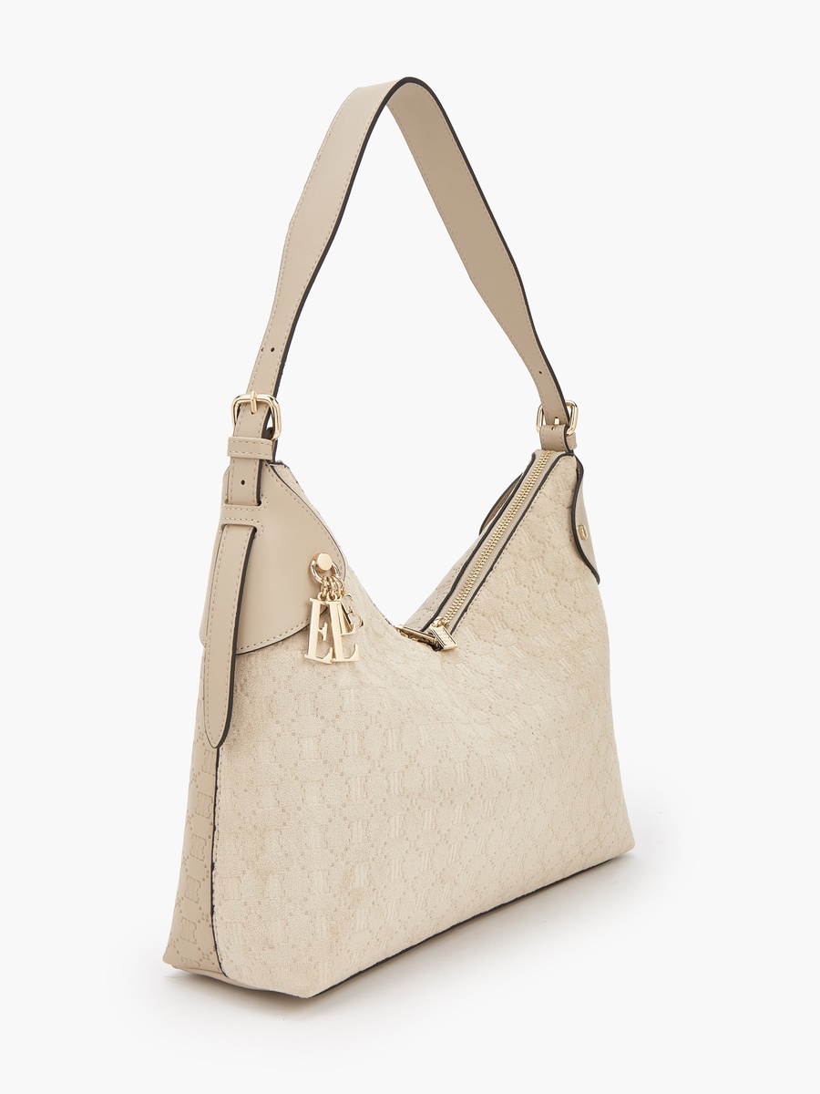 Suede Shoulder Bag with Zip Closure
