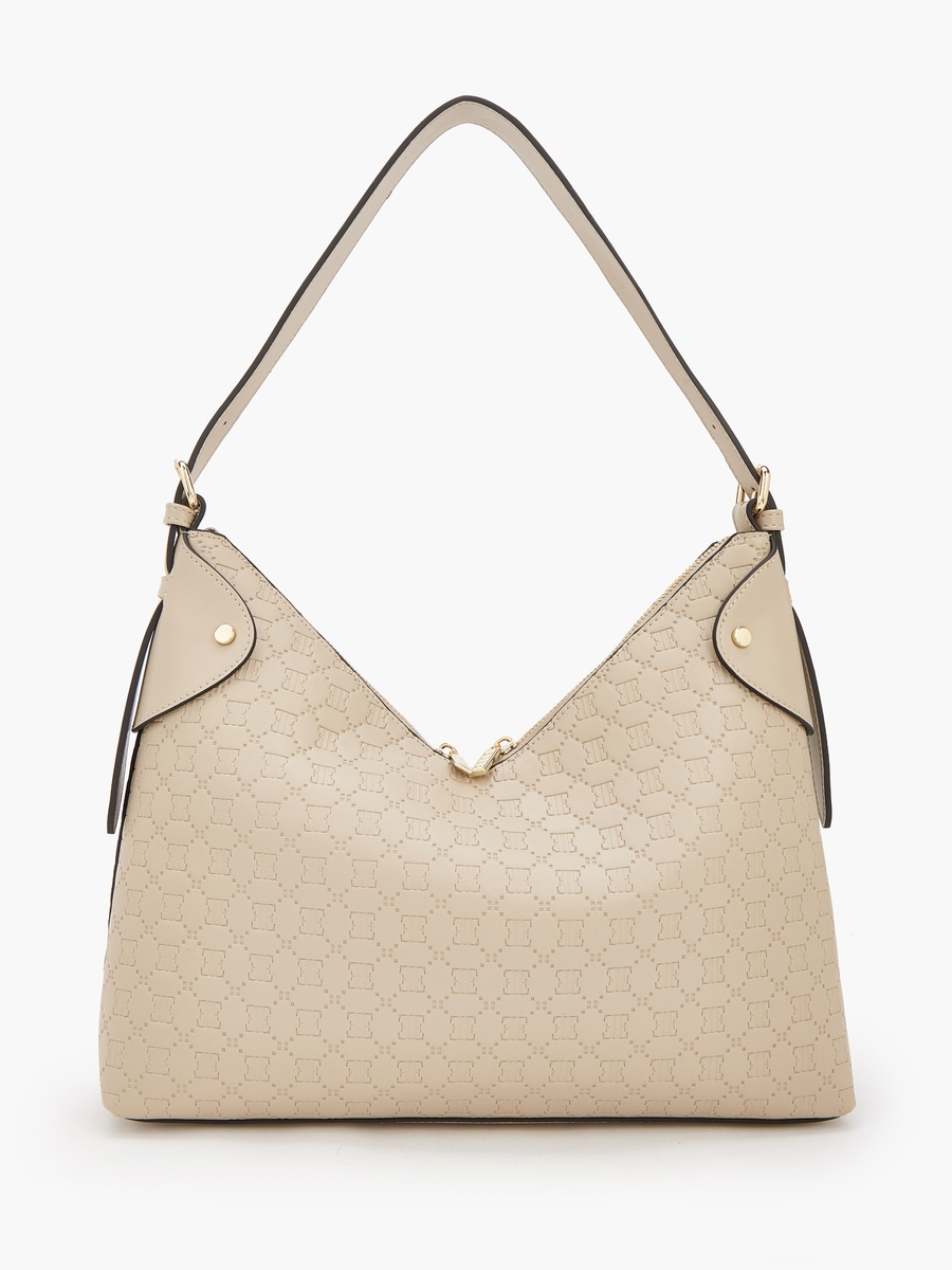 Suede Shoulder Bag with Zip Closure