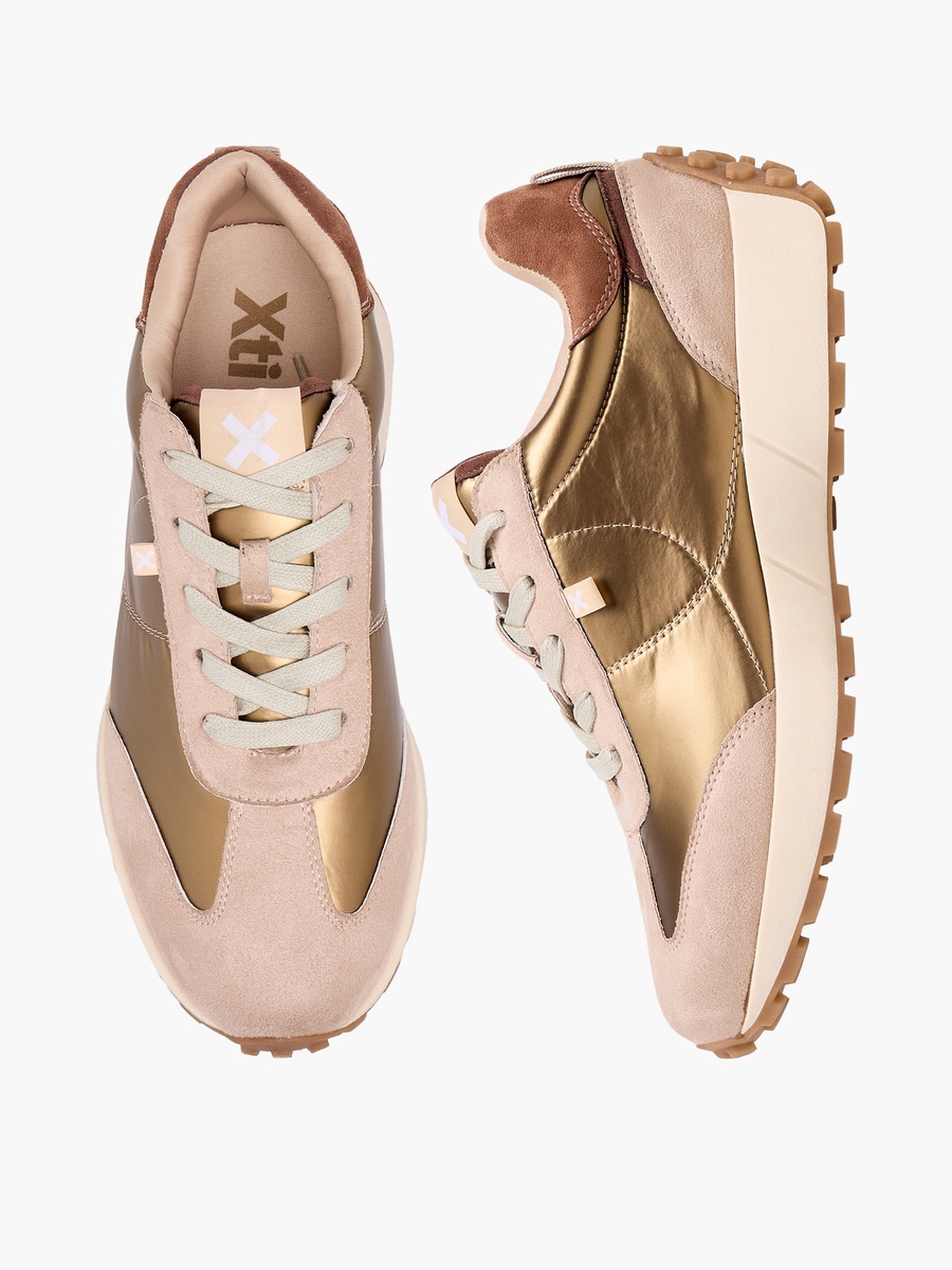Women Metallic Lace-Up Ankle Sneakers