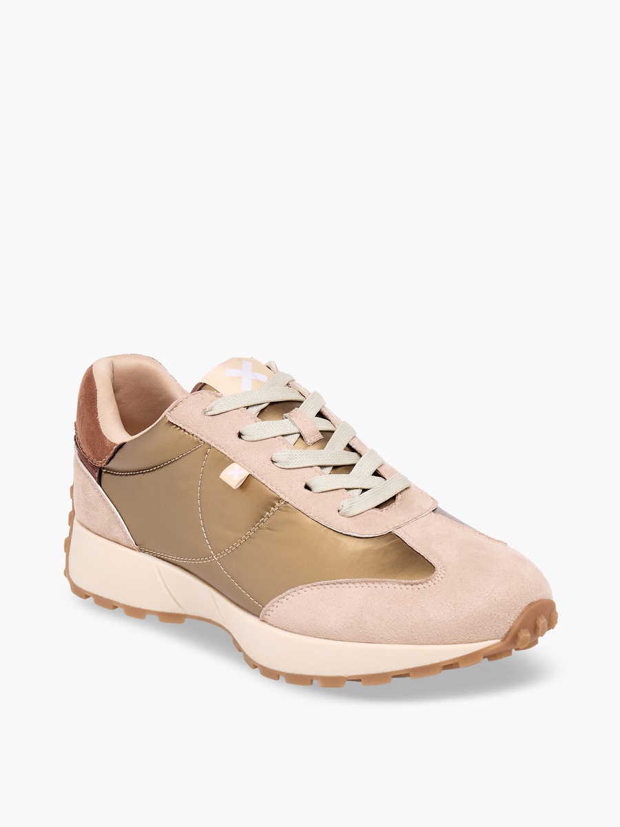 Women Metallic Lace-Up Ankle Sneakers