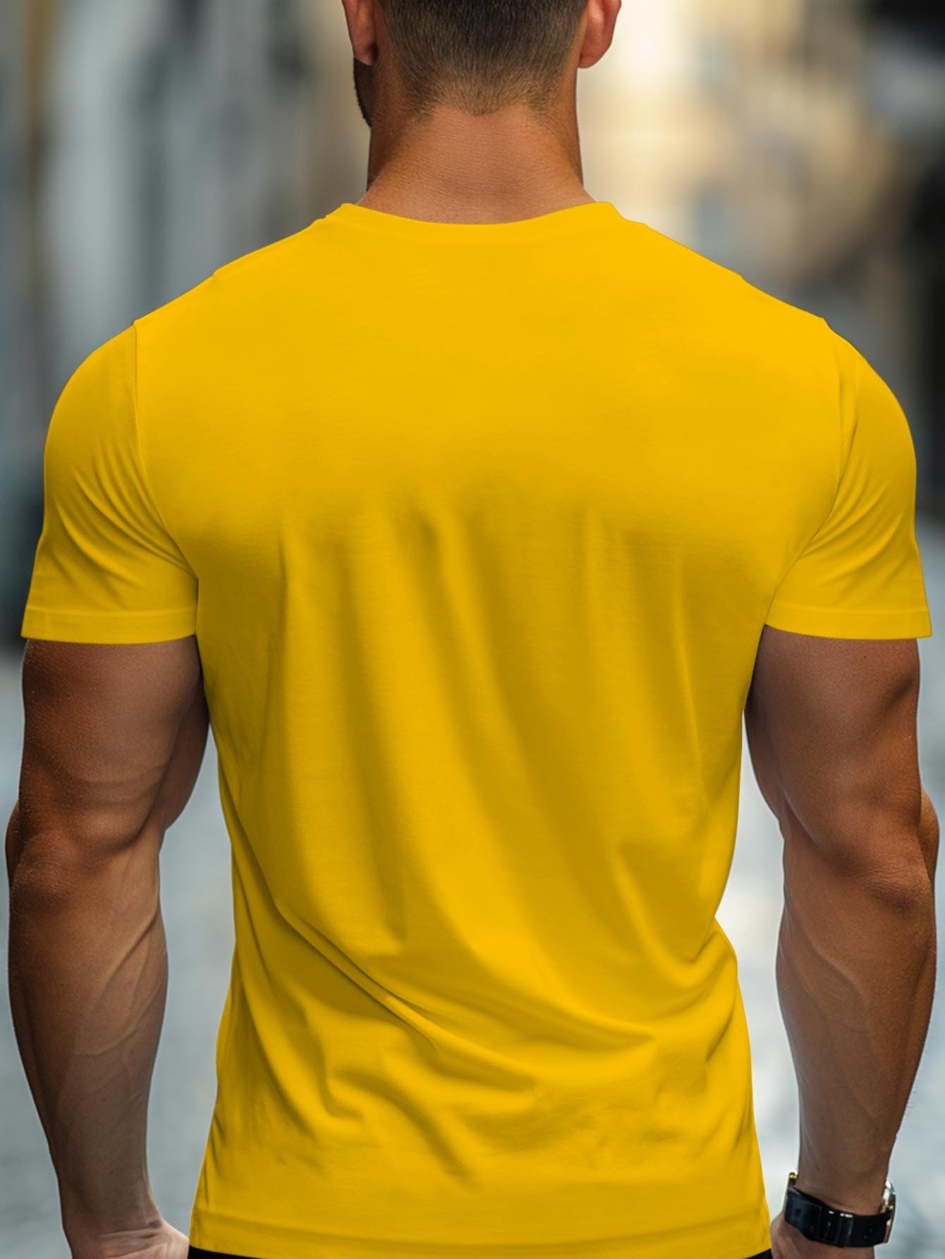 Yellow Graphic Print Round Neck Regular Fit T-Shirt