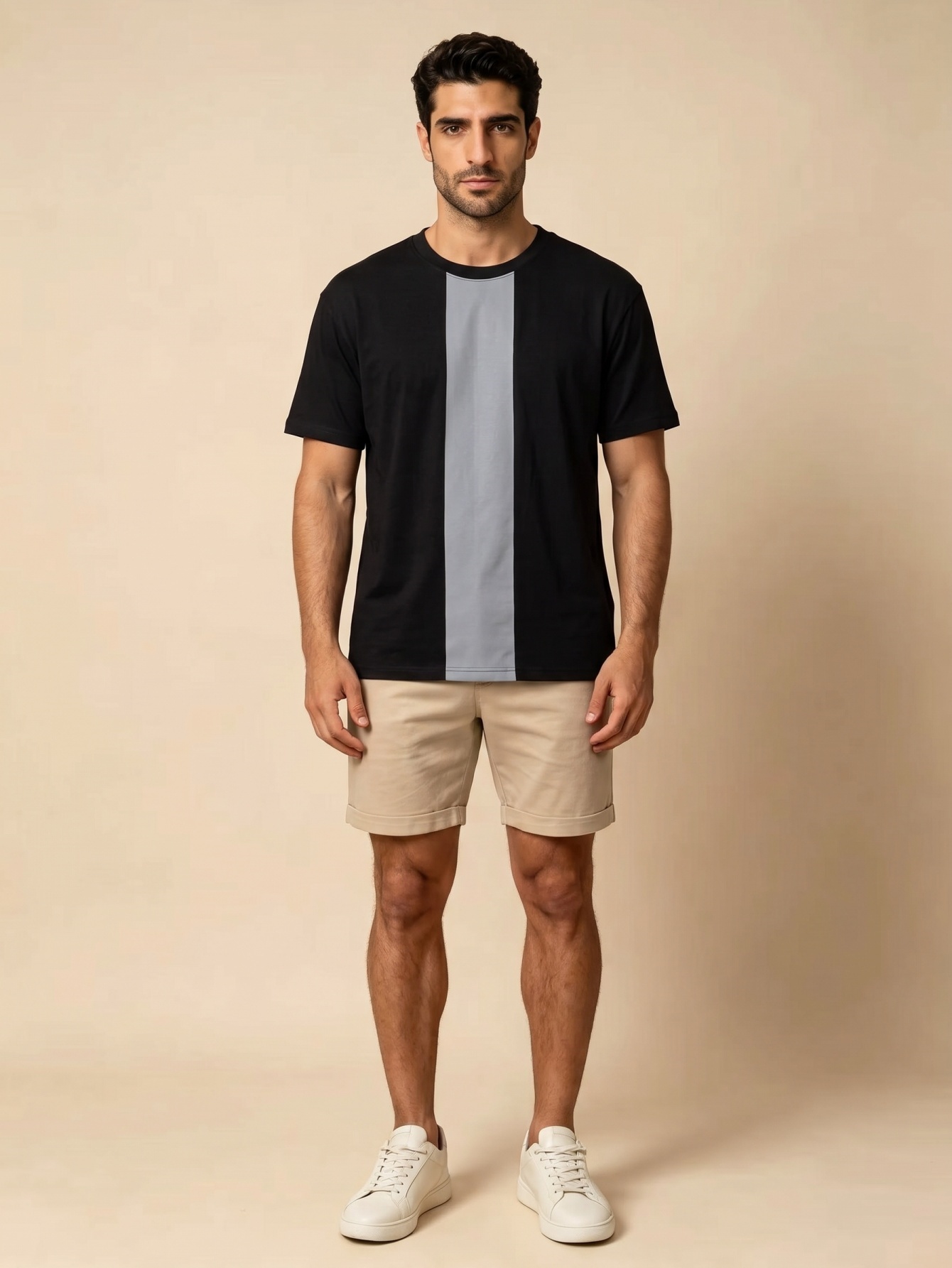 Color Block Round Neck Short Sleeves T-Shirt