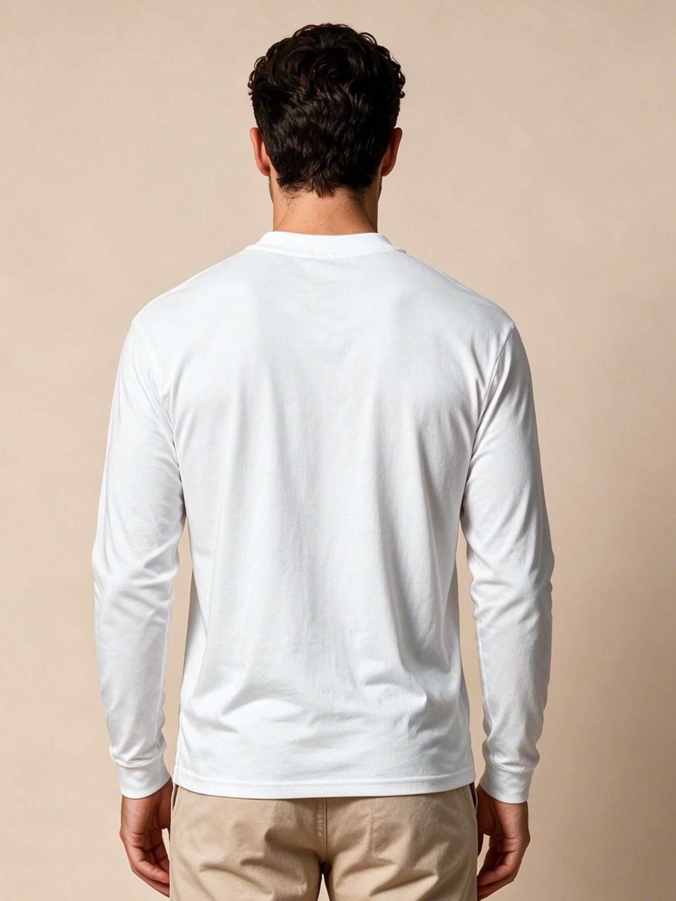 White Solid Long Sleeve Crew Neck T-Shirt