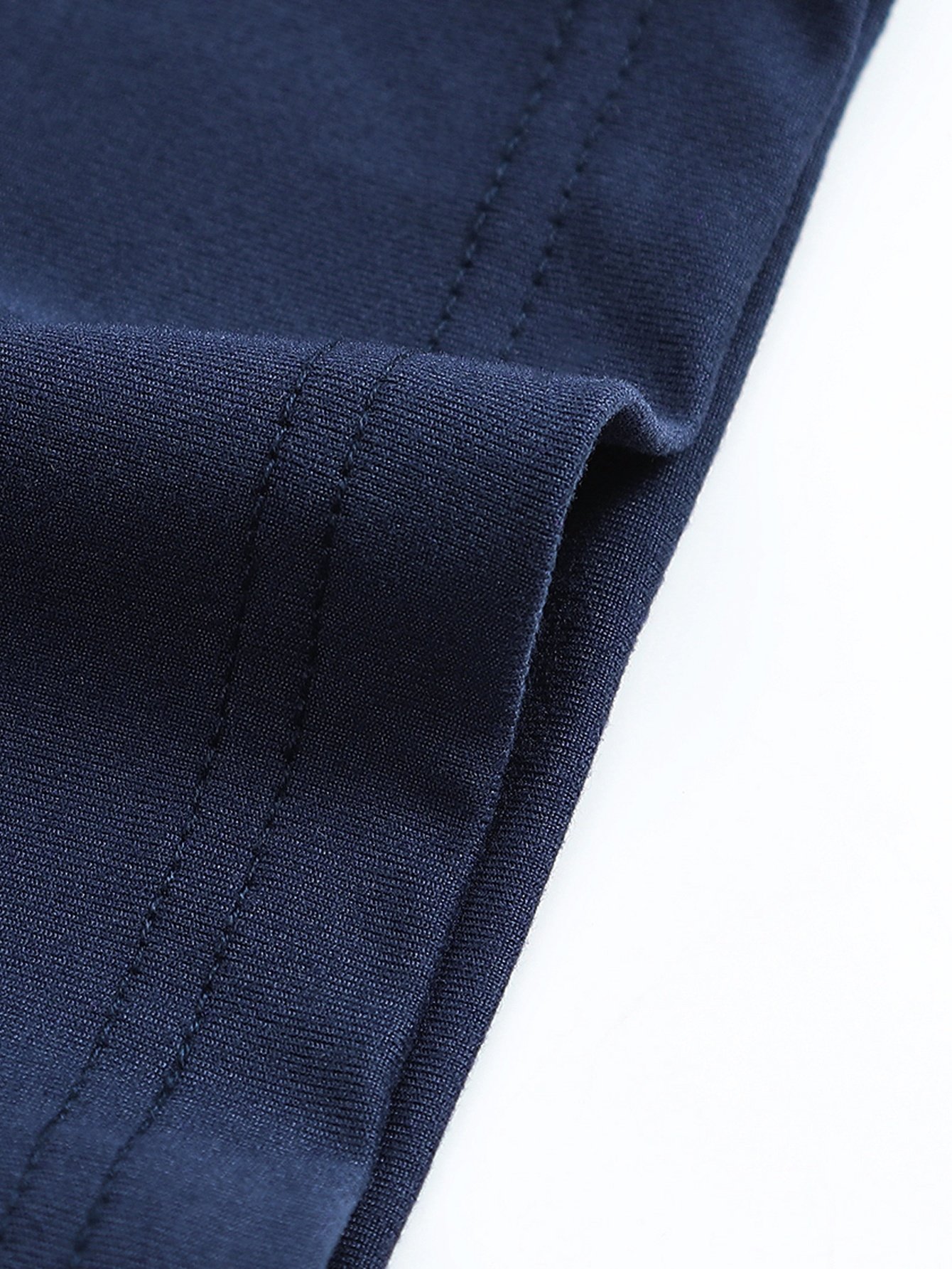 Navy Blue Solid Crew Neck Long Sleeve T-Shirt