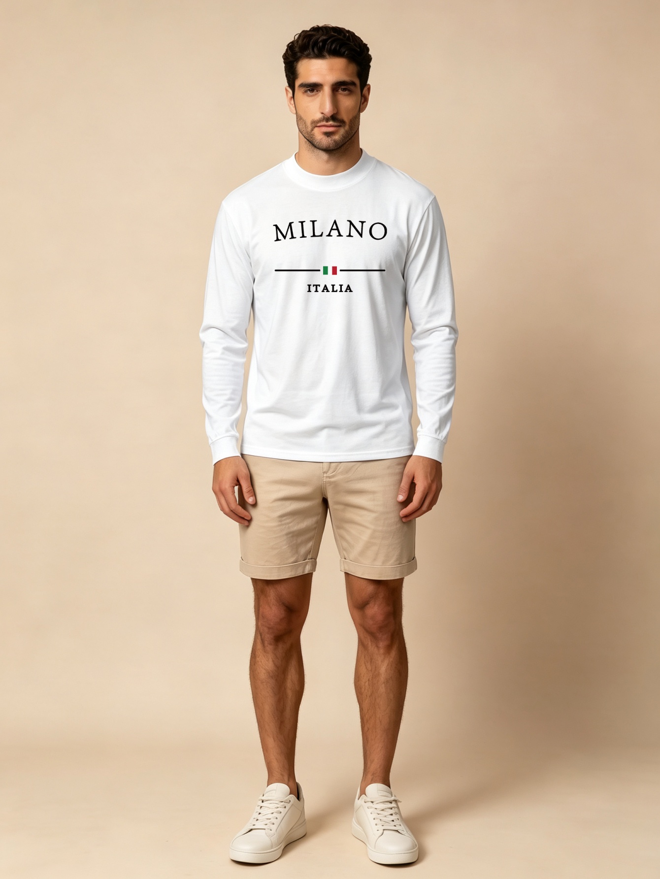 White Graphic Print Long Sleeve Crew Neck T-Shirt