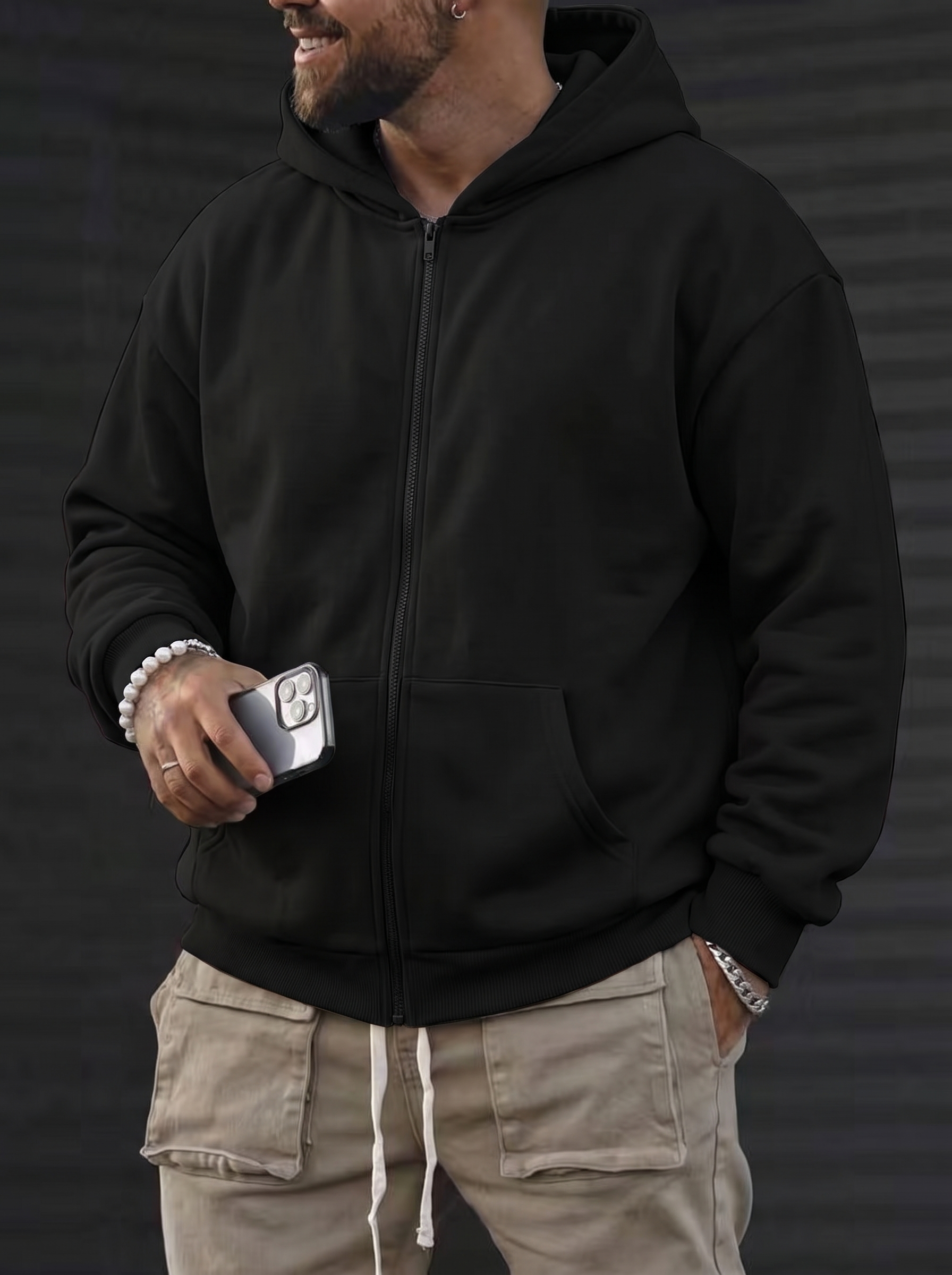 Black Zip-Up Hoodie