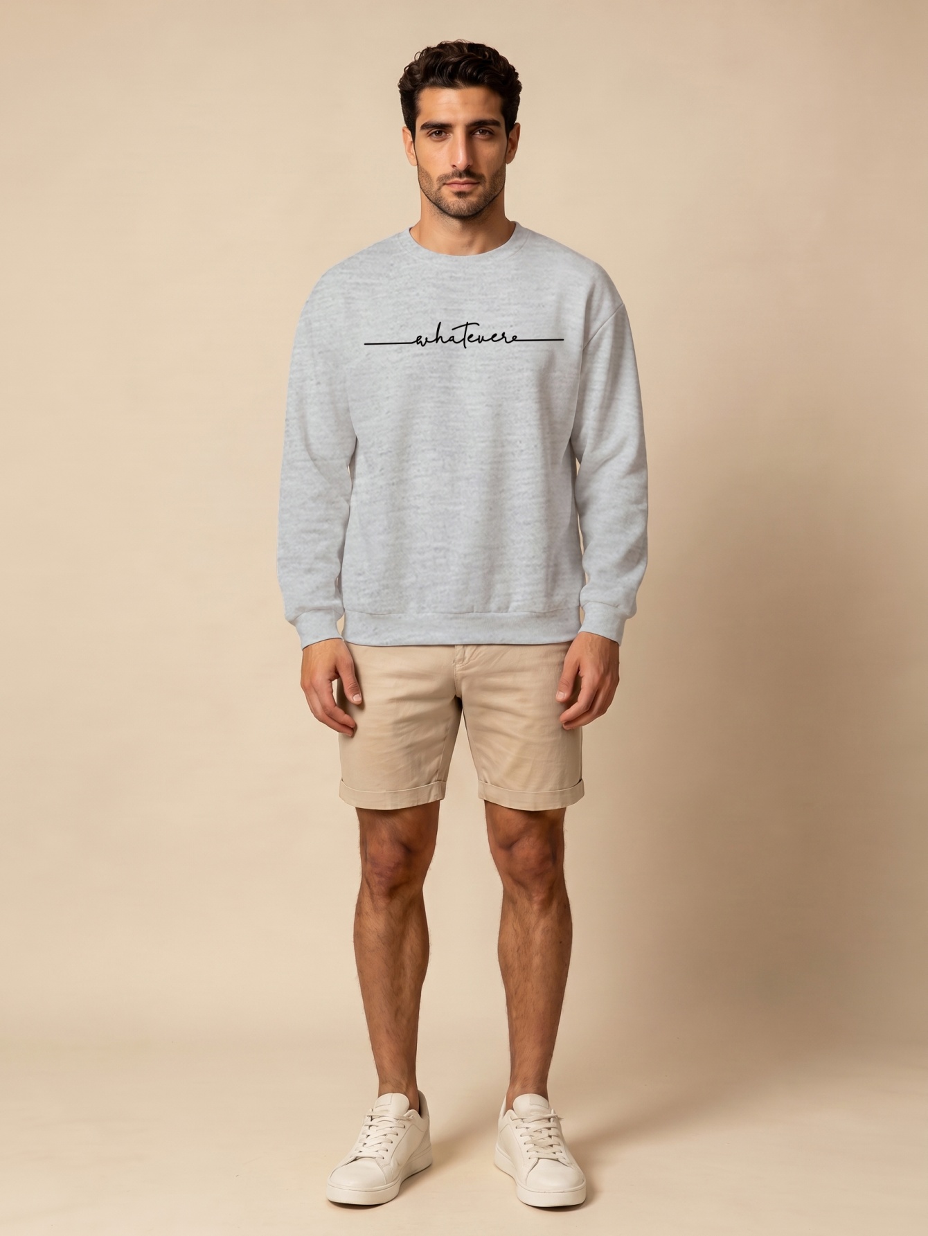 Grey Pullover Crew Neck Sweatshirt