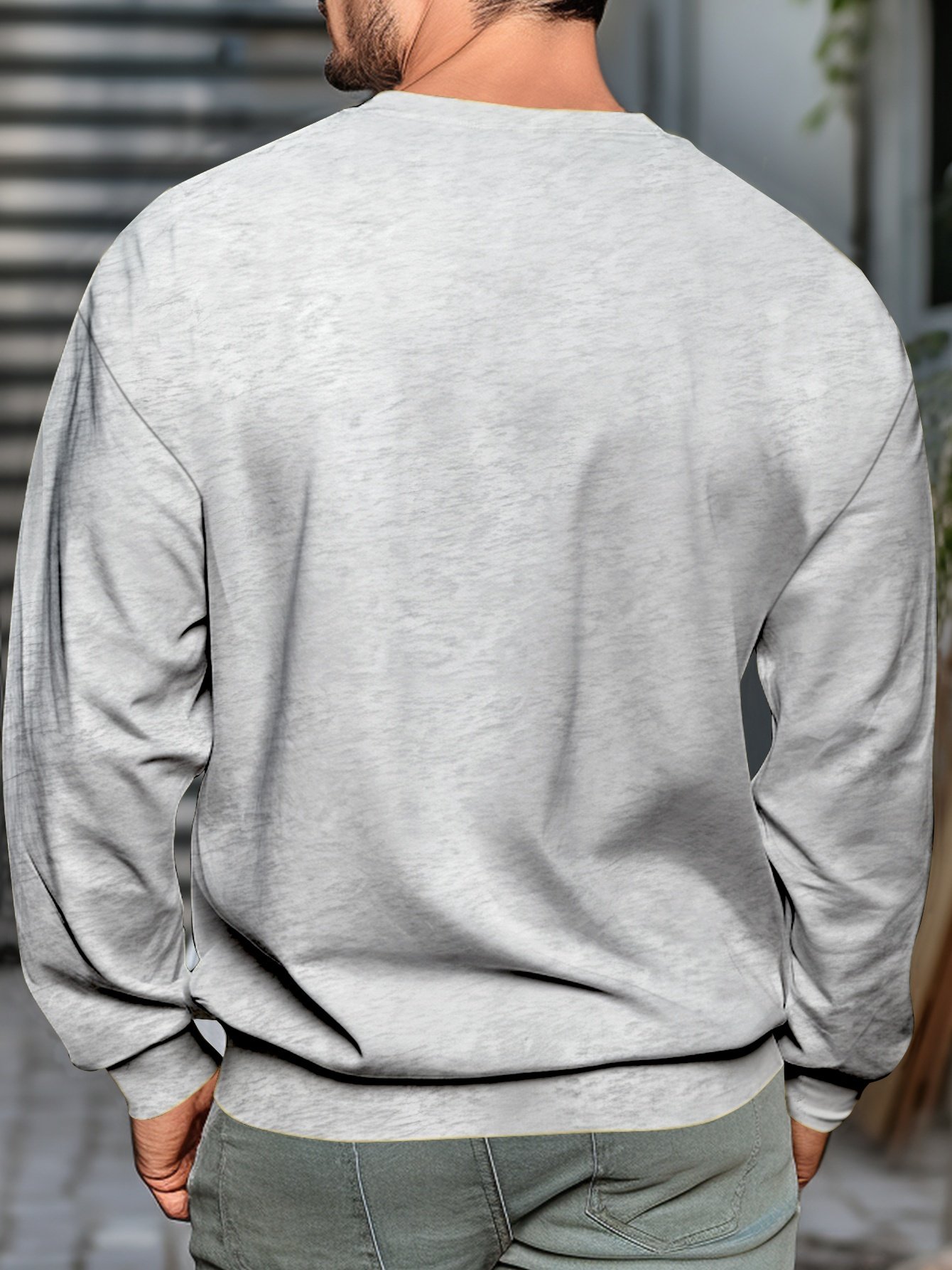 Grey Pullover Crew Neck Sweatshirt