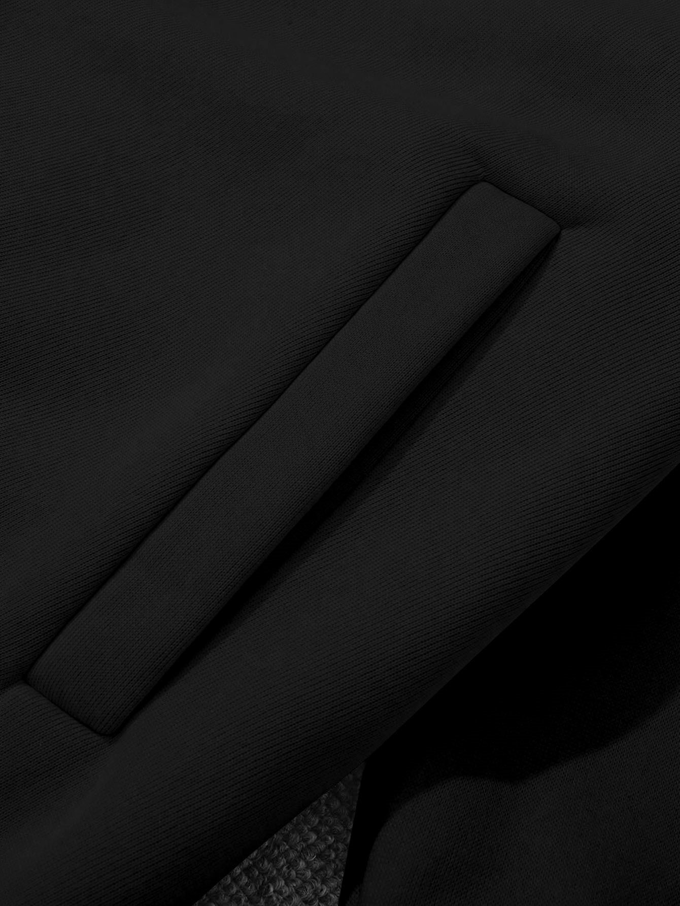 Black Solid Zip-Up Bomber Jacket