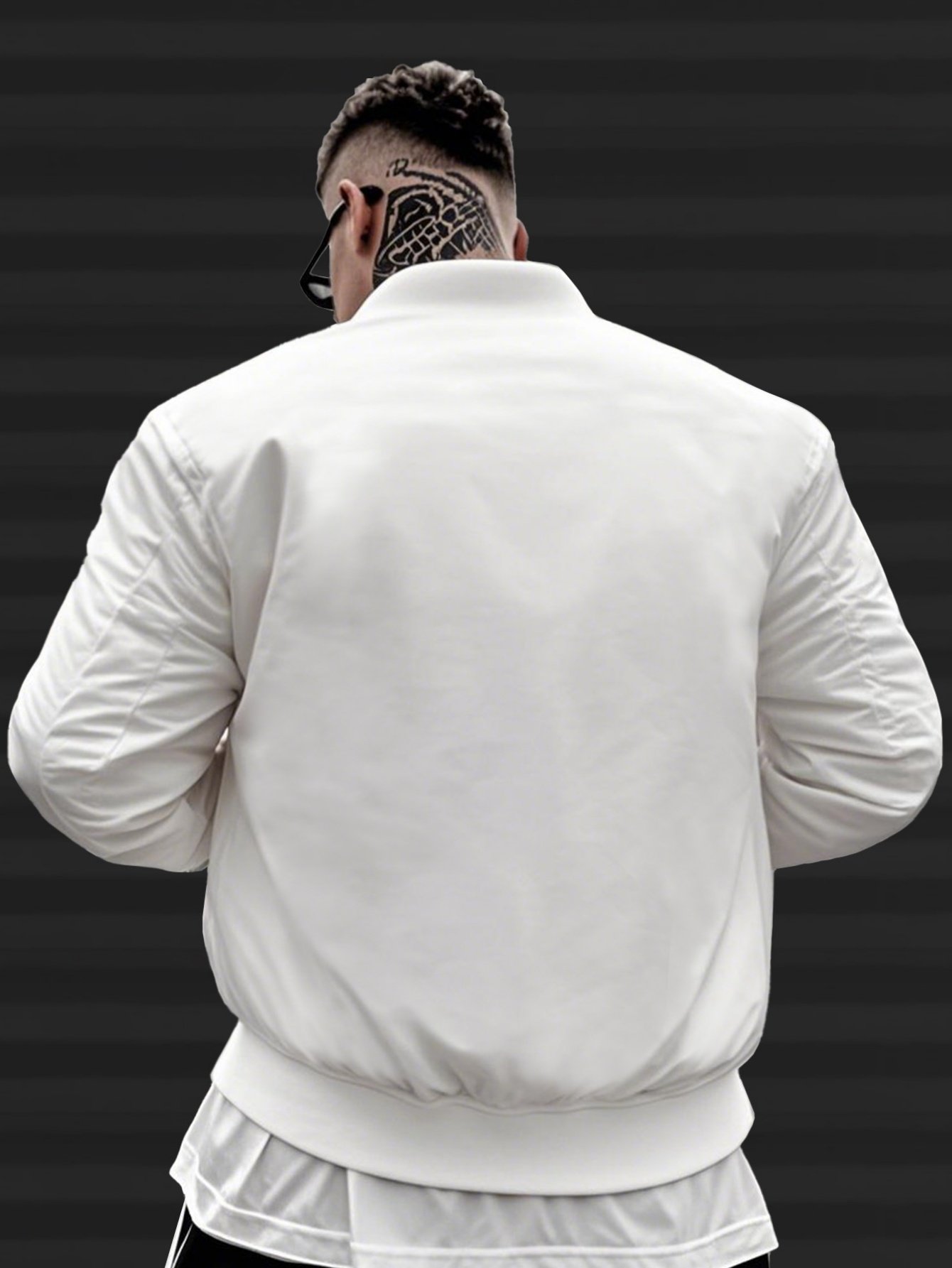 White Solid Zip-Up Bomber Jacket