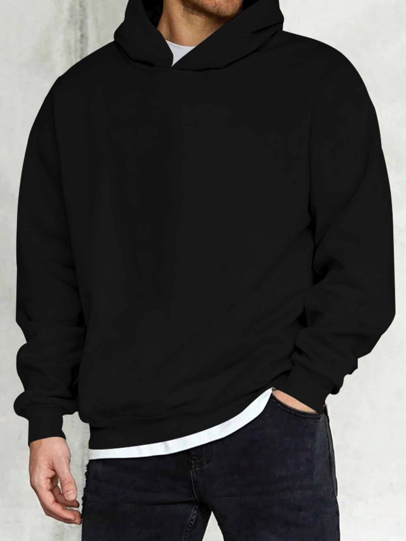 Black Pullover Hoodie with Print