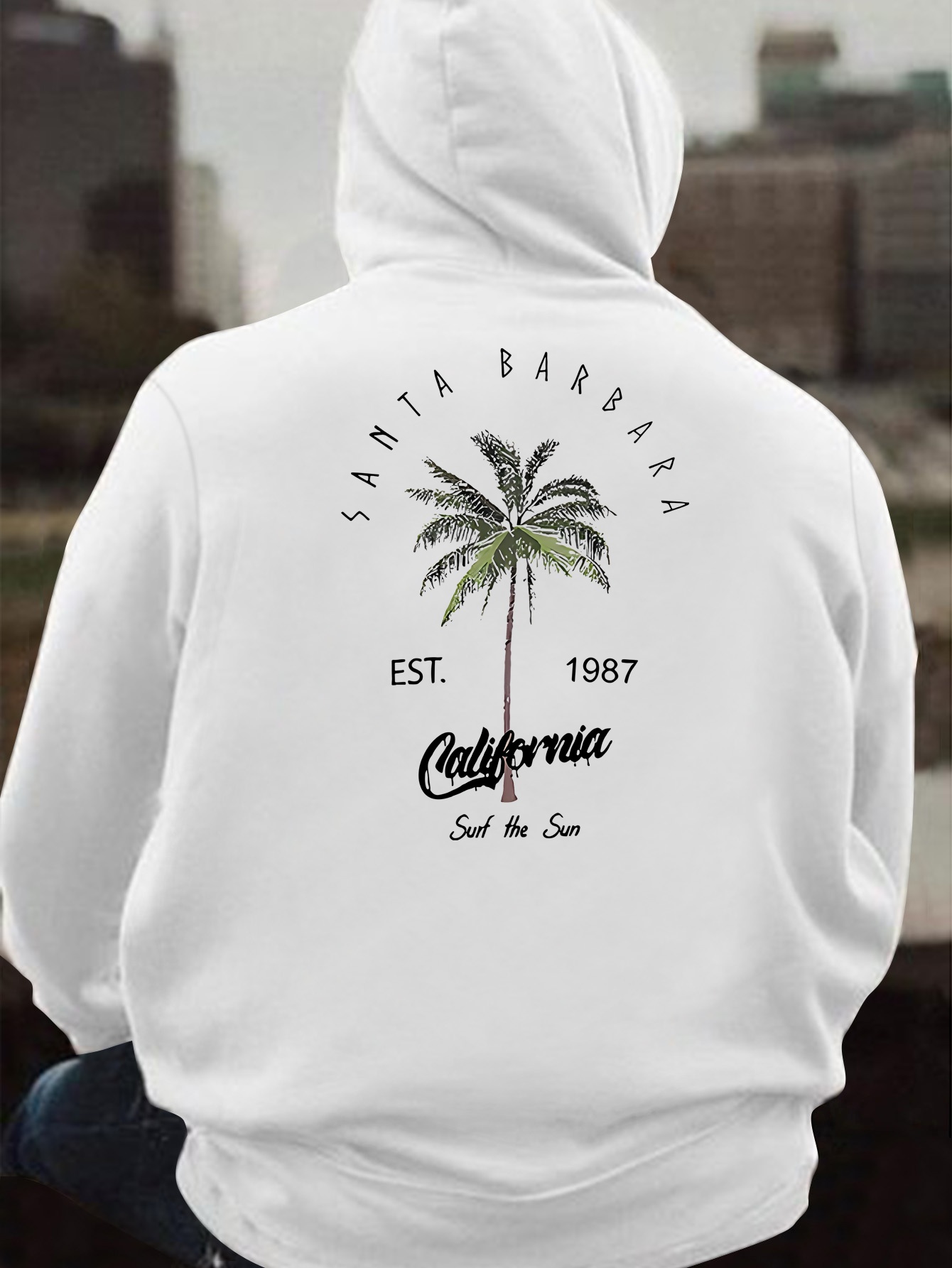 Santa Barbara California Print Pullover Hoodie 