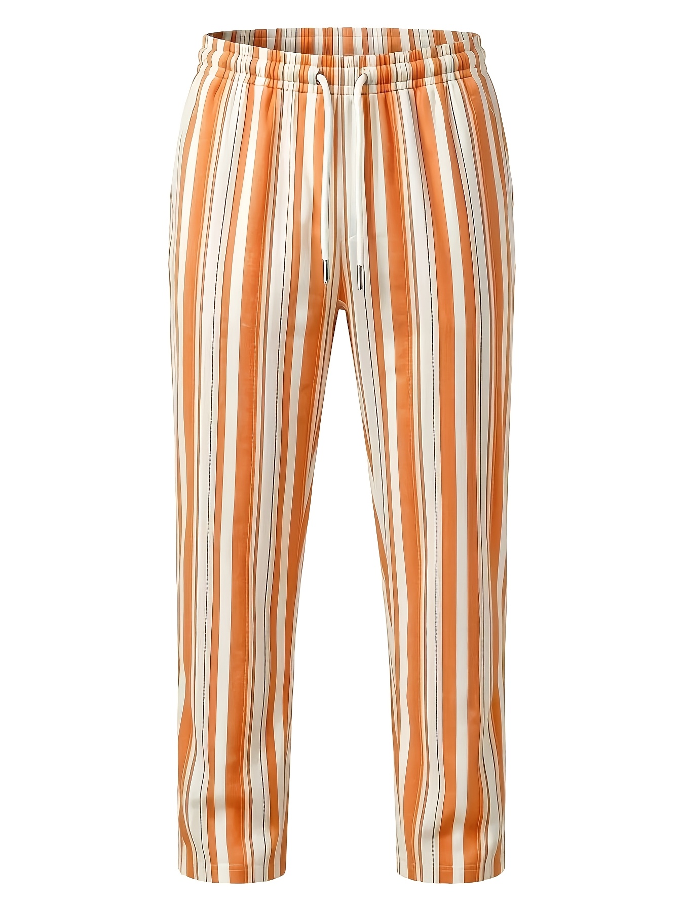 Men Striped Drawstring Casual Trousers