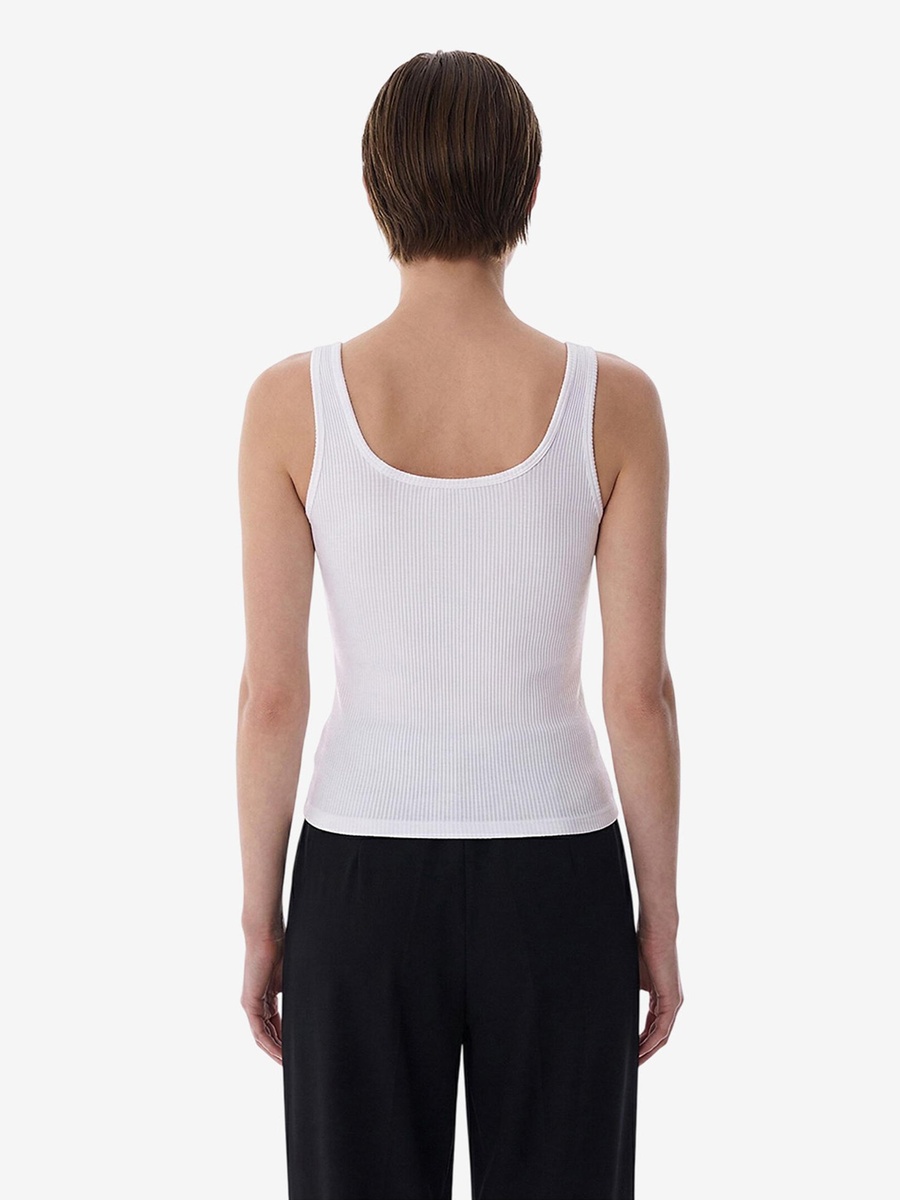 Seamless Square Neck White Tank Top