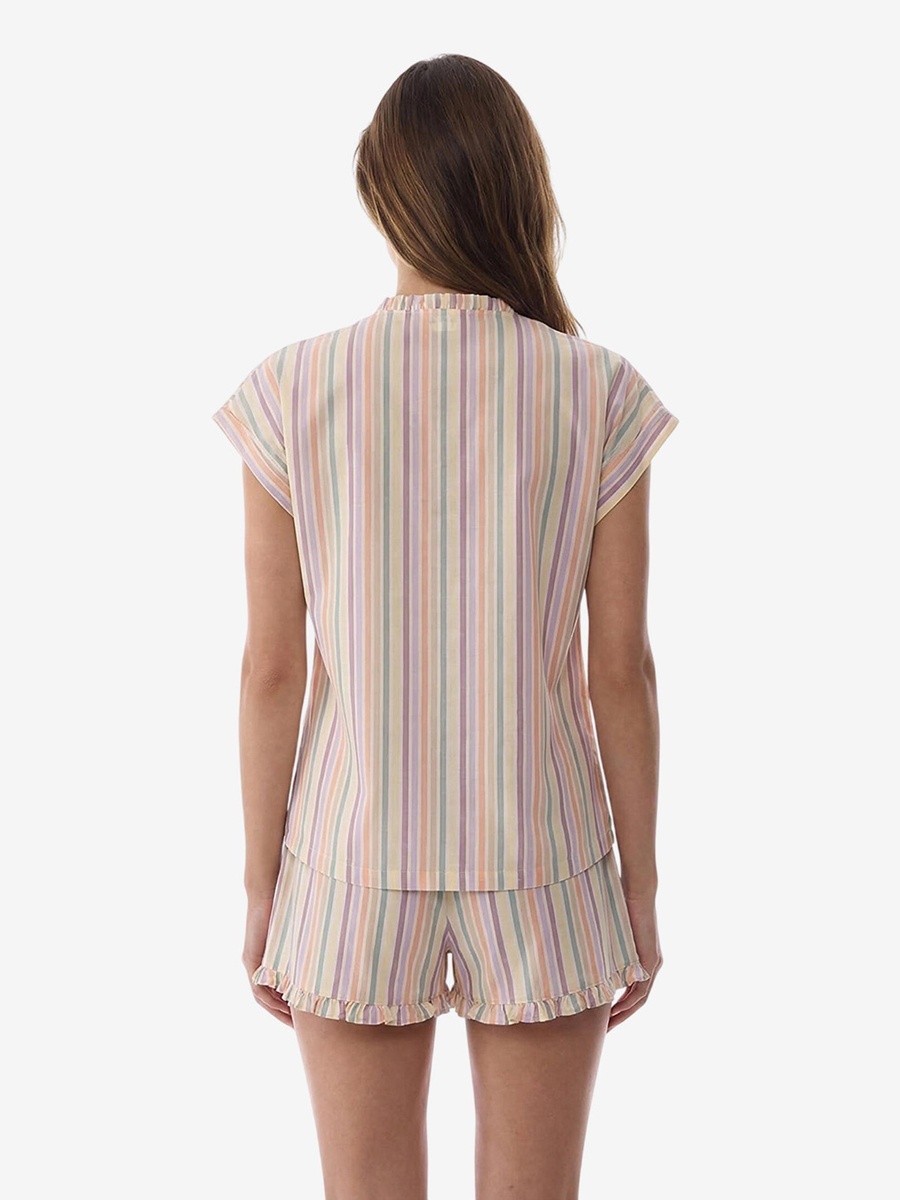 Sweet Day Striped Short Sleeve Shirt and Shorts Set