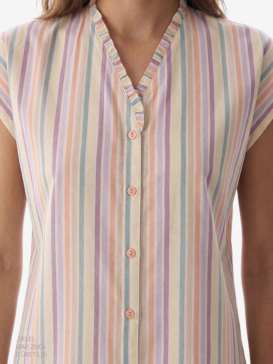 Sweet Day Striped Short Sleeve Shirt and Shorts Set