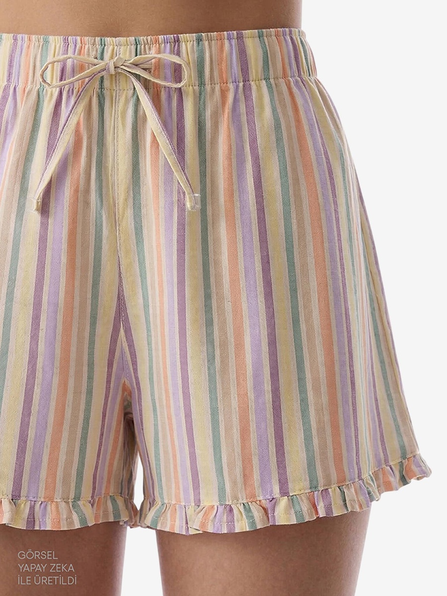 Sweet Day Striped Short Sleeve Shirt and Shorts Set
