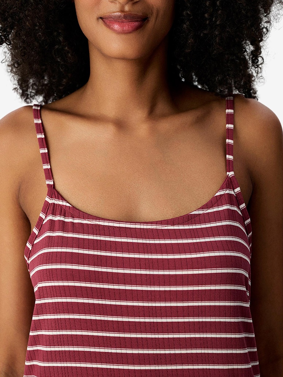 Maroon Striped Cami and Shorts Bordeaux Set