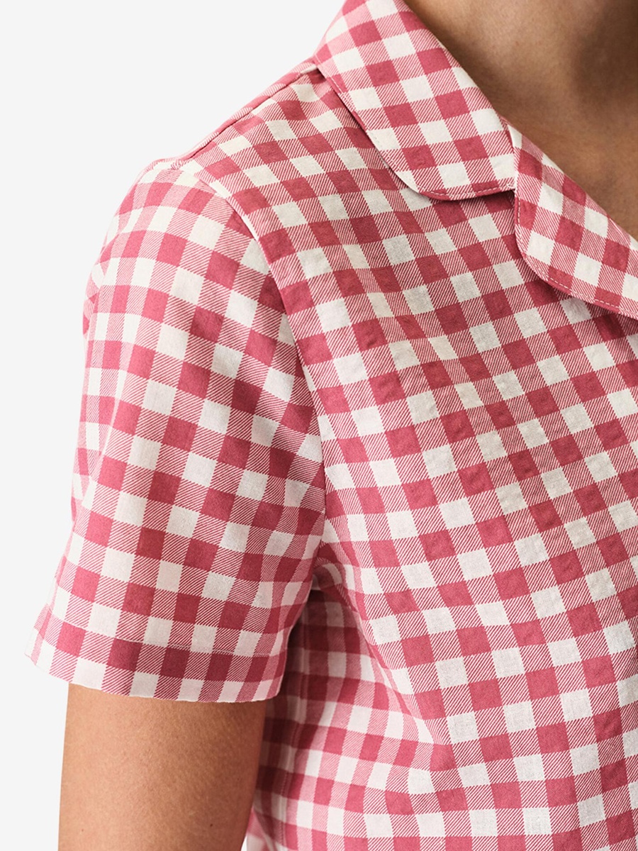 Pink Gingham Short Sleeve Shirt and Shorts Set