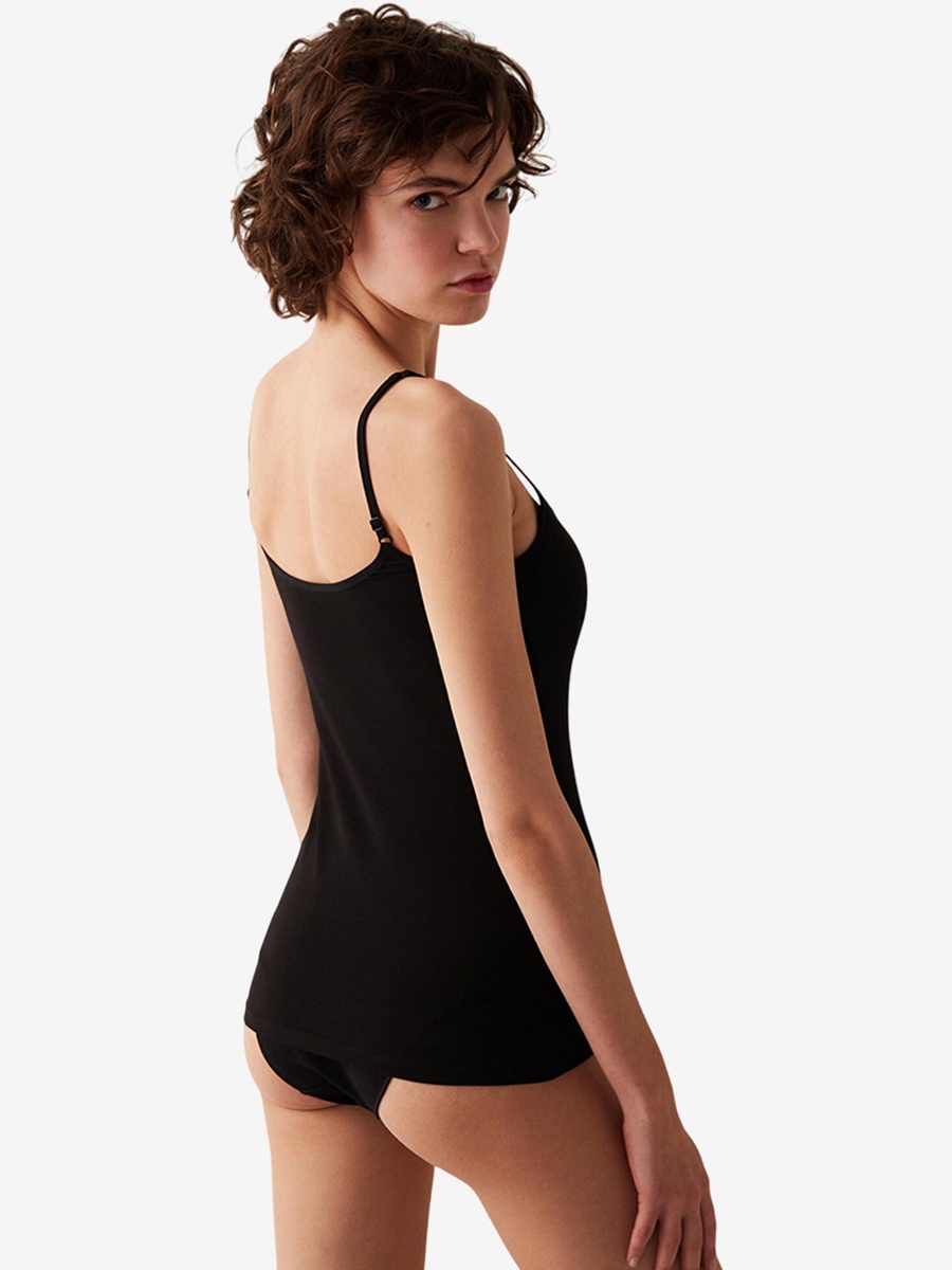 Black Cotton Basic Camisole
