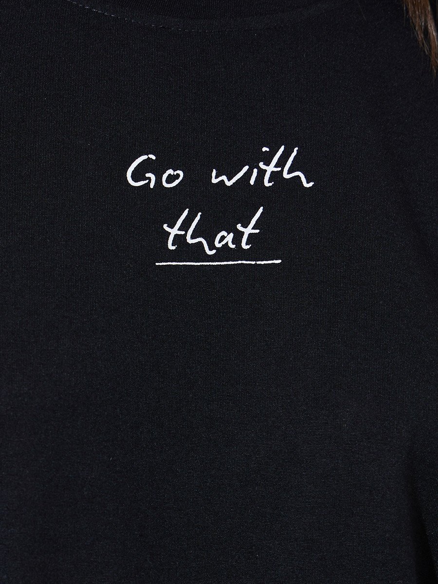 Black Long Sleeve Slogan T-Shirt