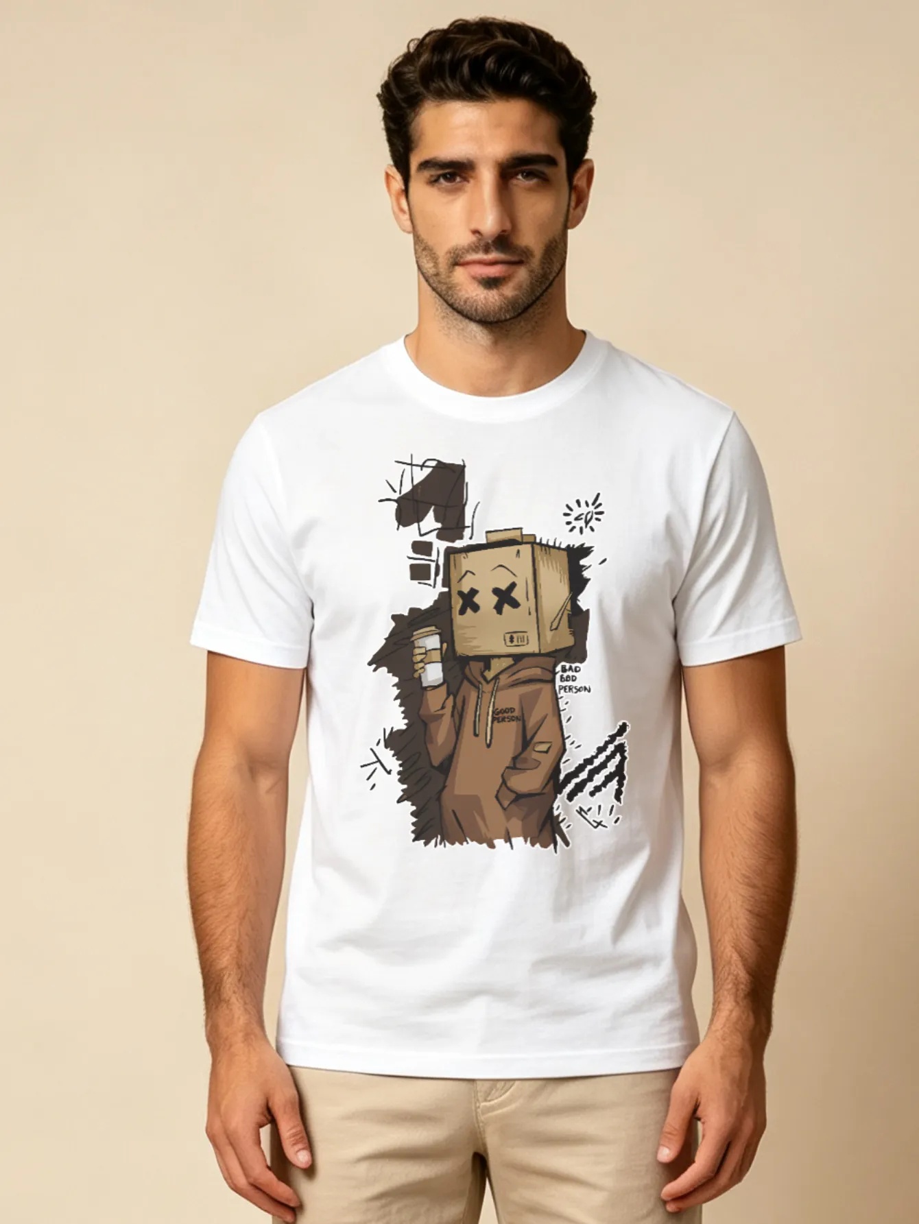 White Graphic Print Regular Fit T-Shirt