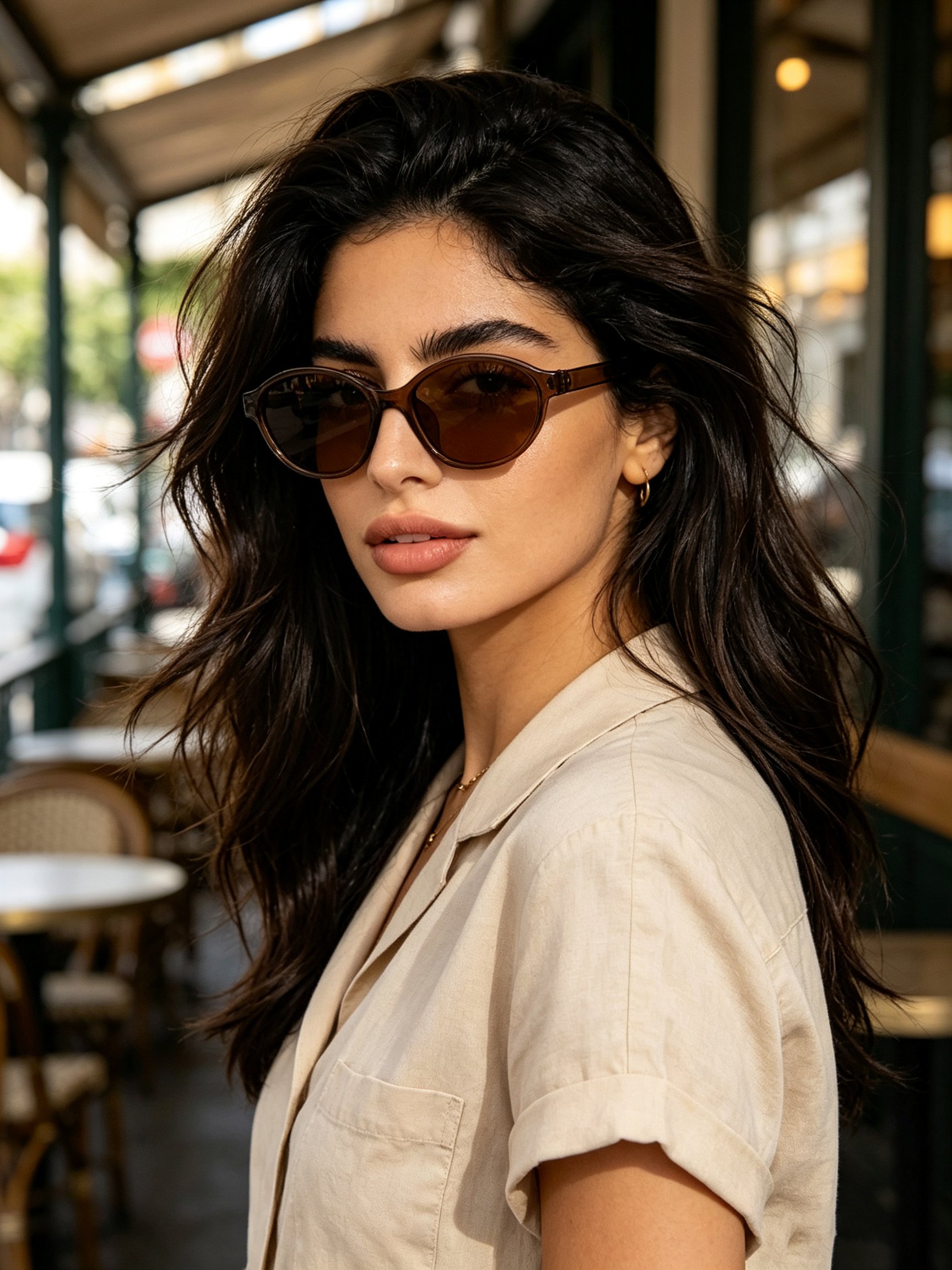 Brown Oval Sunglasses