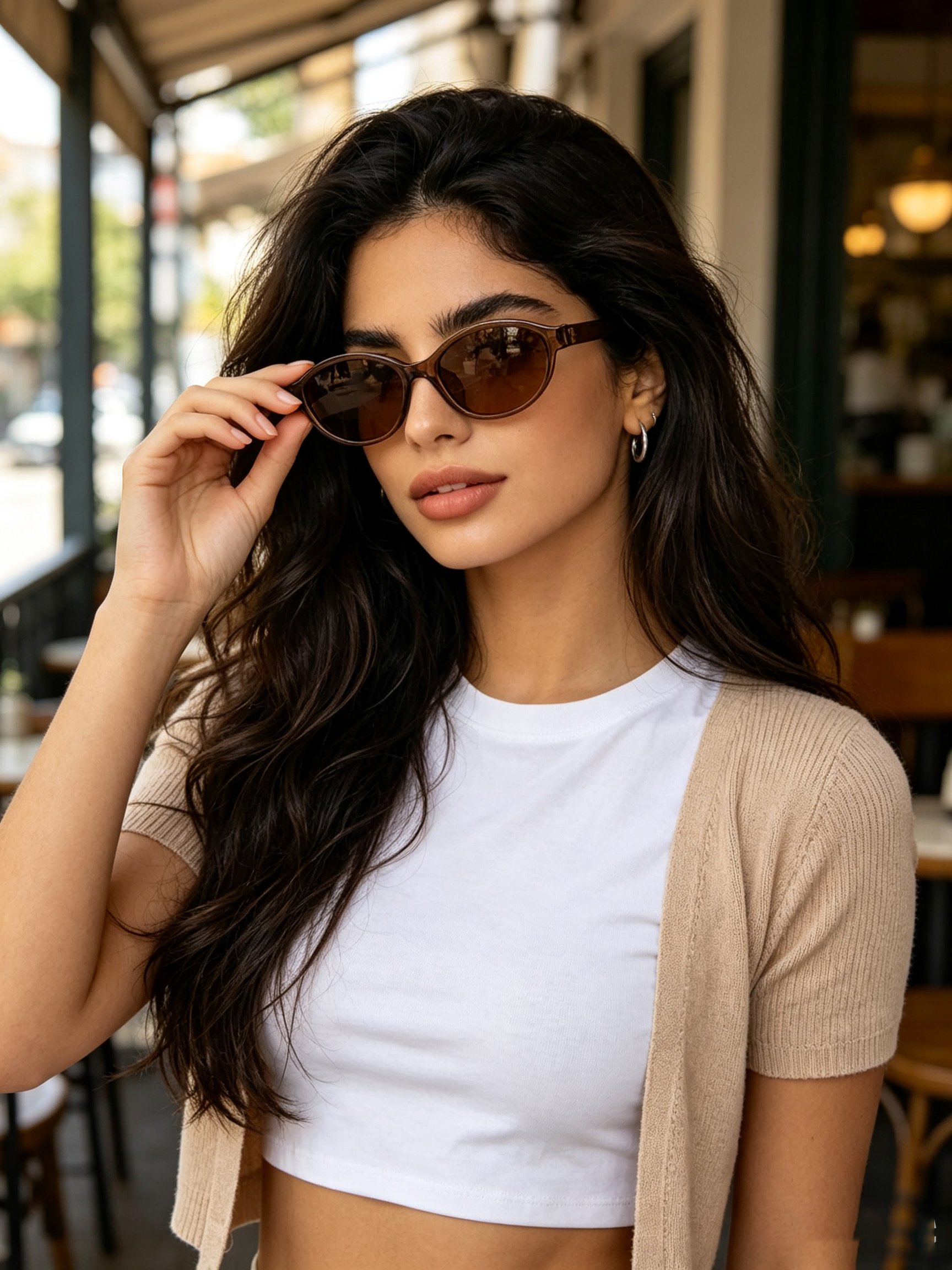 Brown Oval Sunglasses