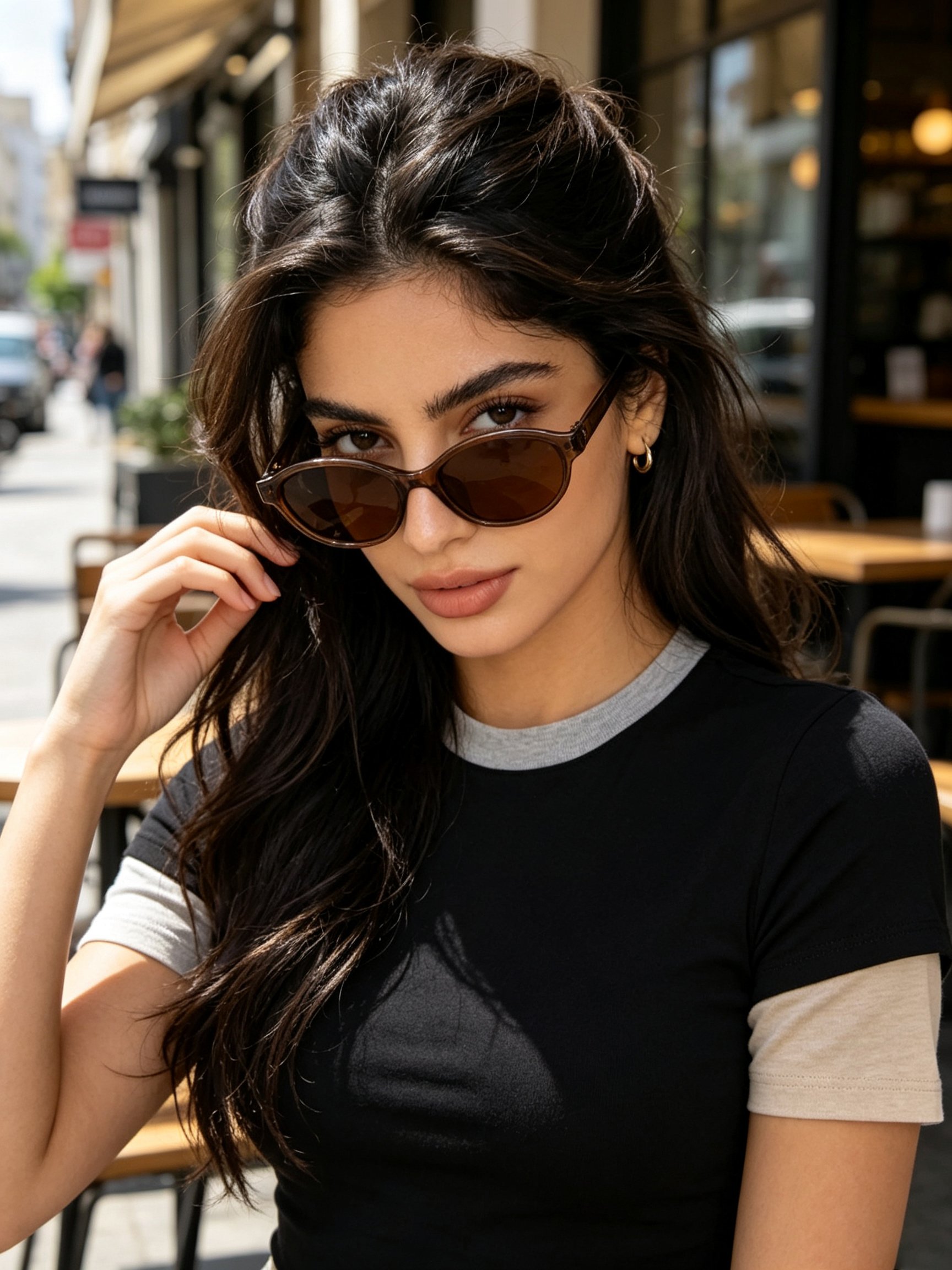 Brown Oval Sunglasses