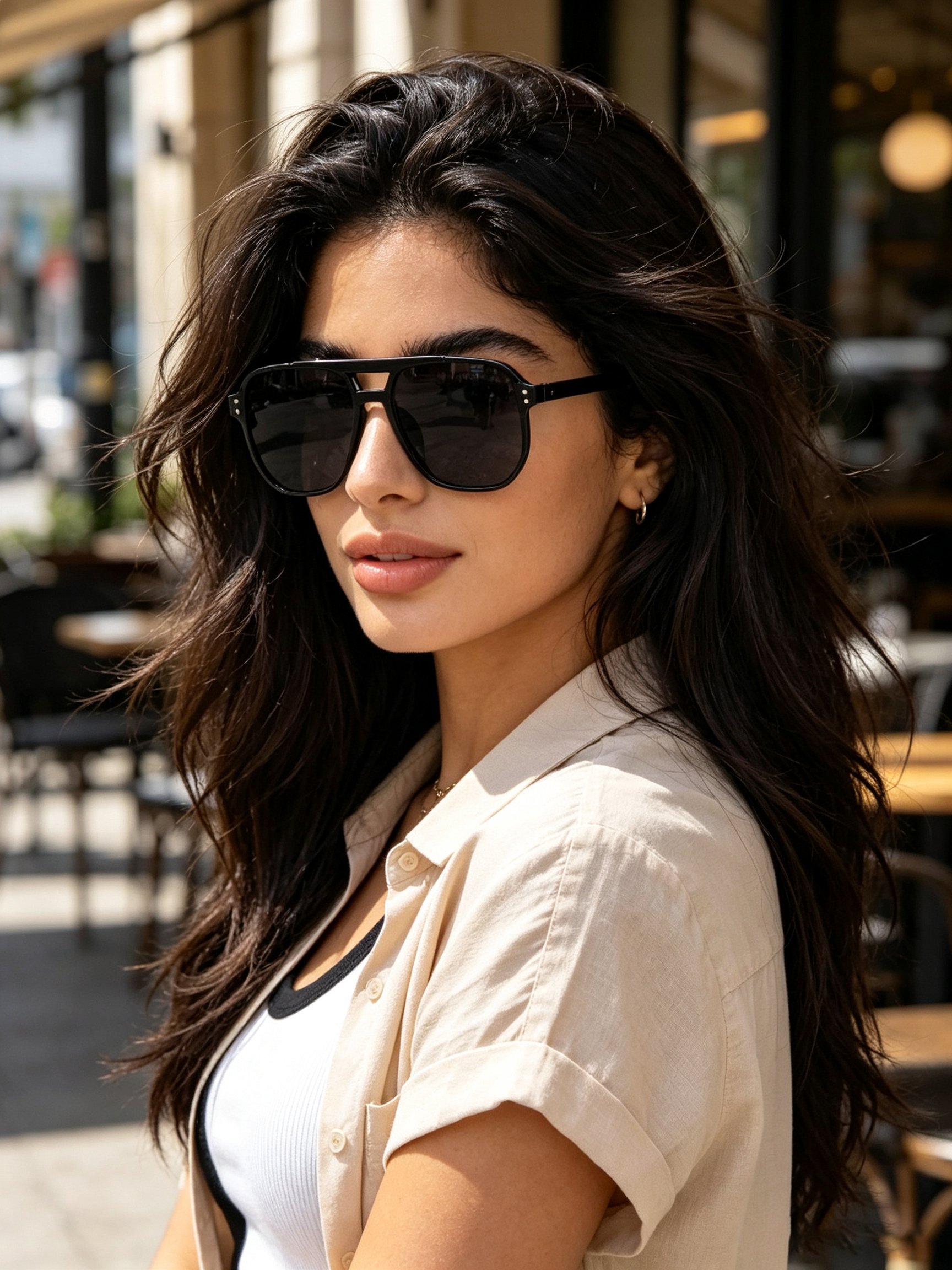 Black Double Bridge Aviator Sunglasses