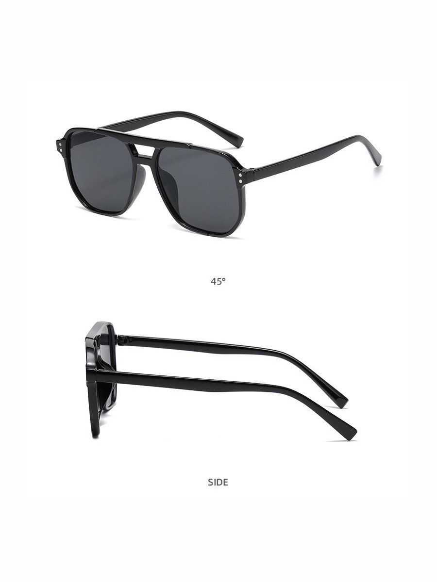 Black Double Bridge Aviator Sunglasses