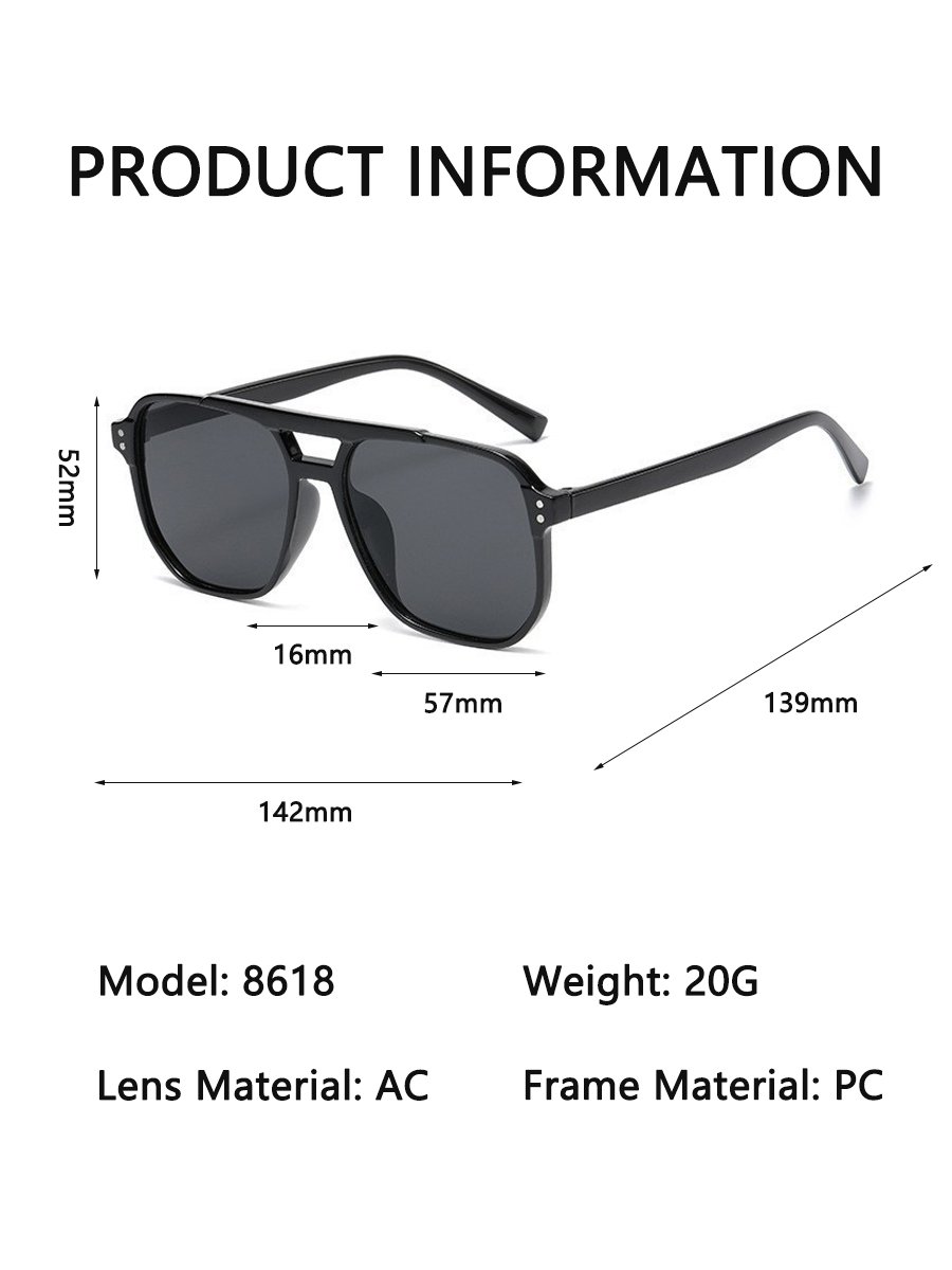 Black Double Bridge Aviator Sunglasses