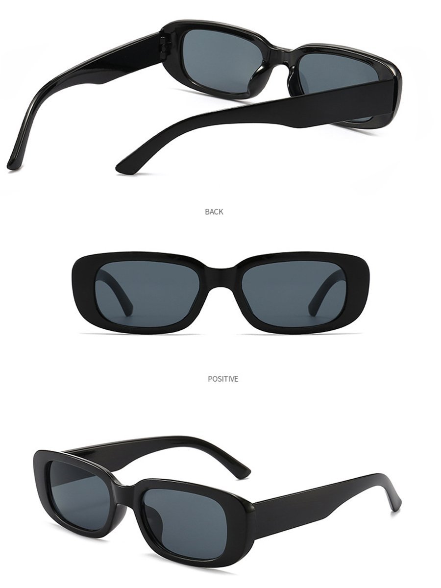 Women Rectangle Black Sunglasses