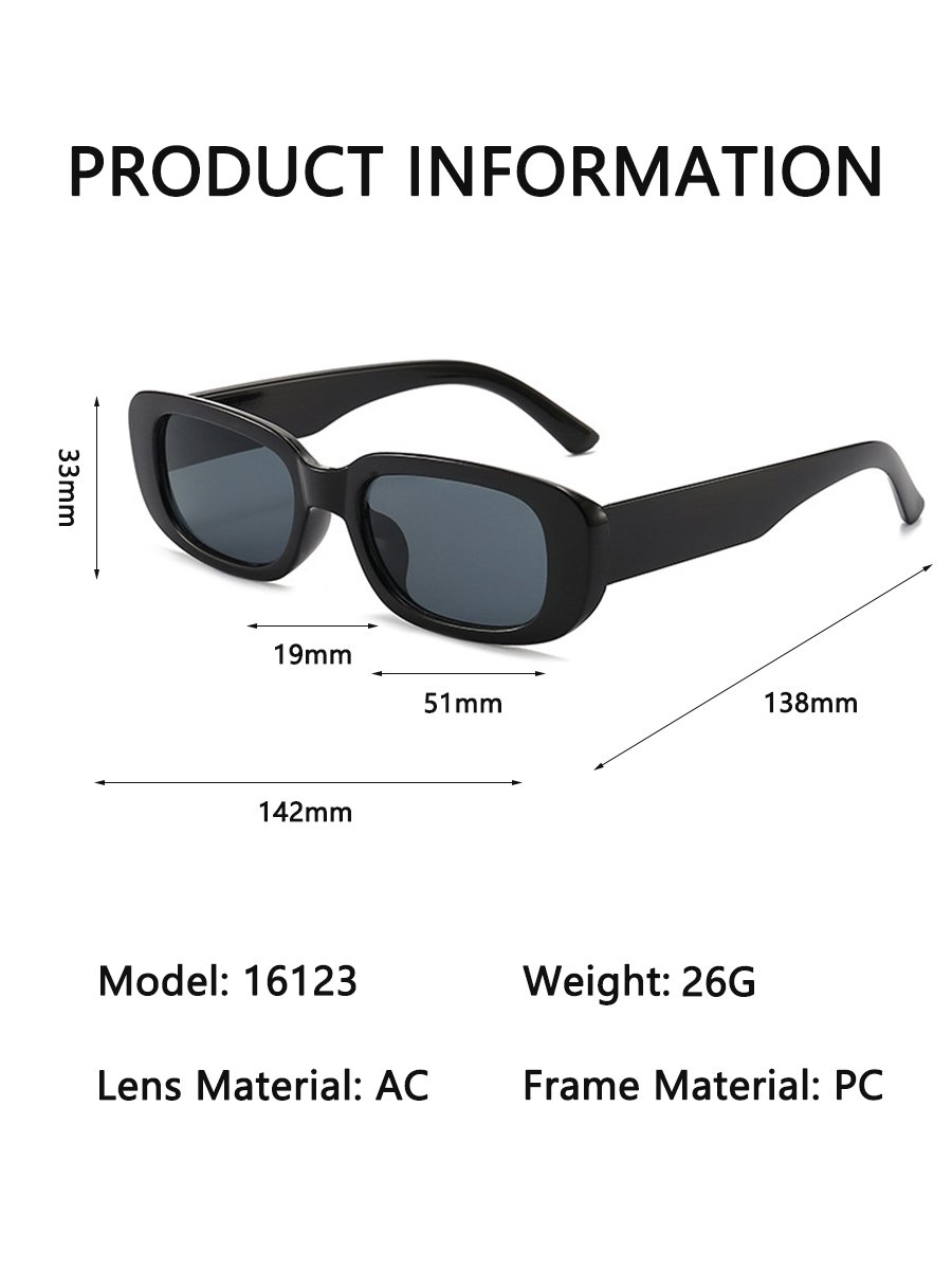 Women Rectangle Black Sunglasses