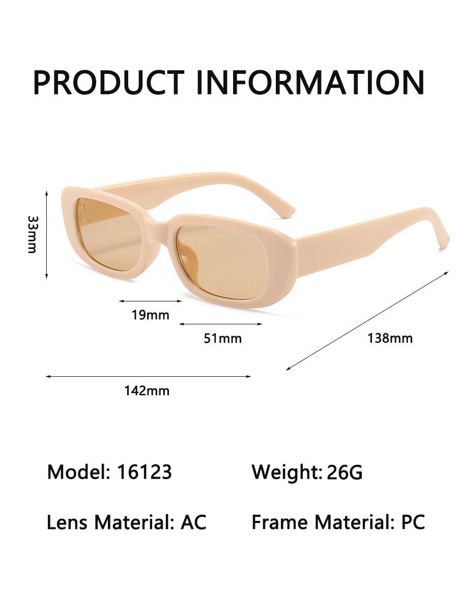Beige Rectangle Frame Sunglasses