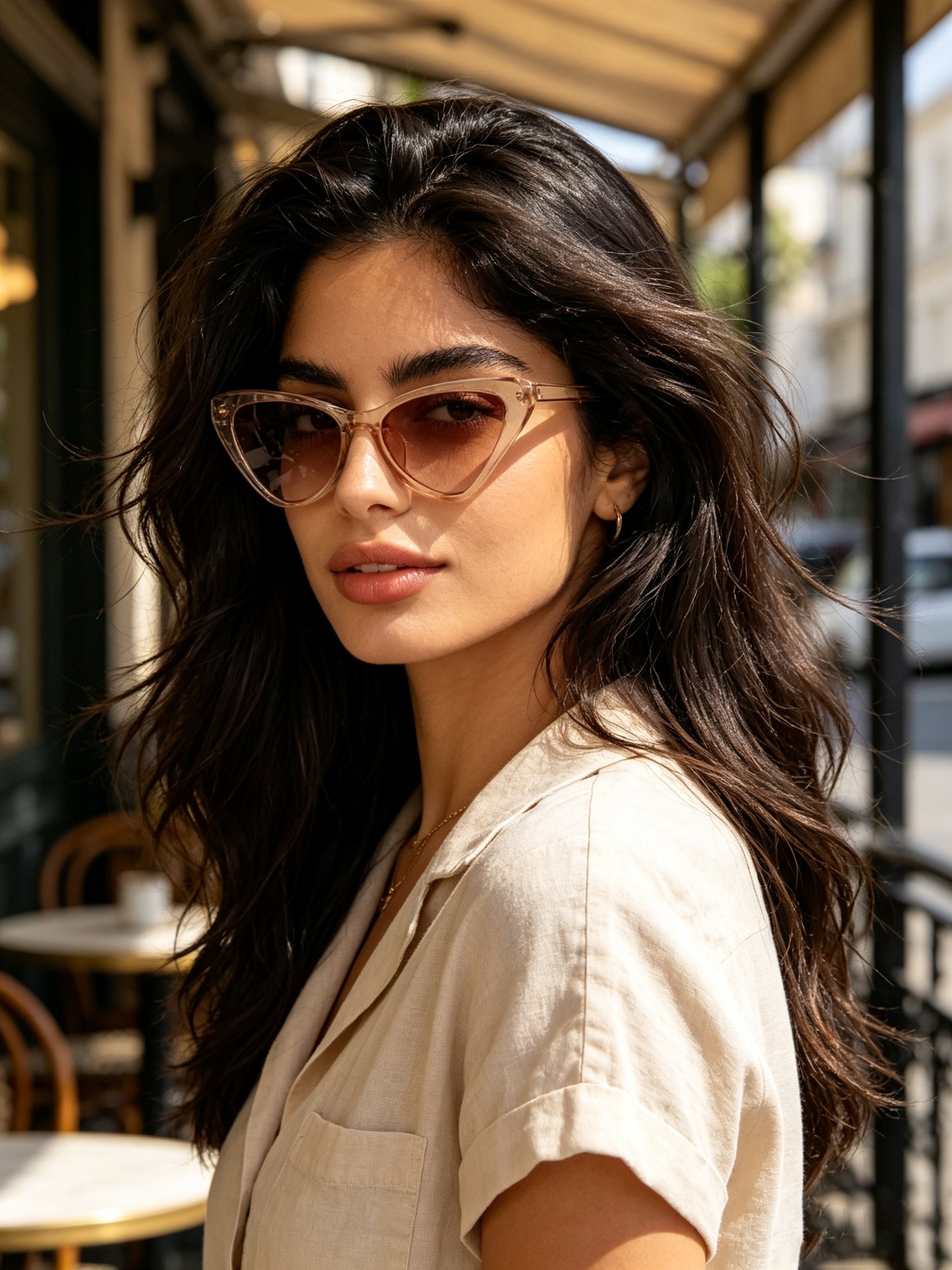 Beige Cat Eye Sunglasses