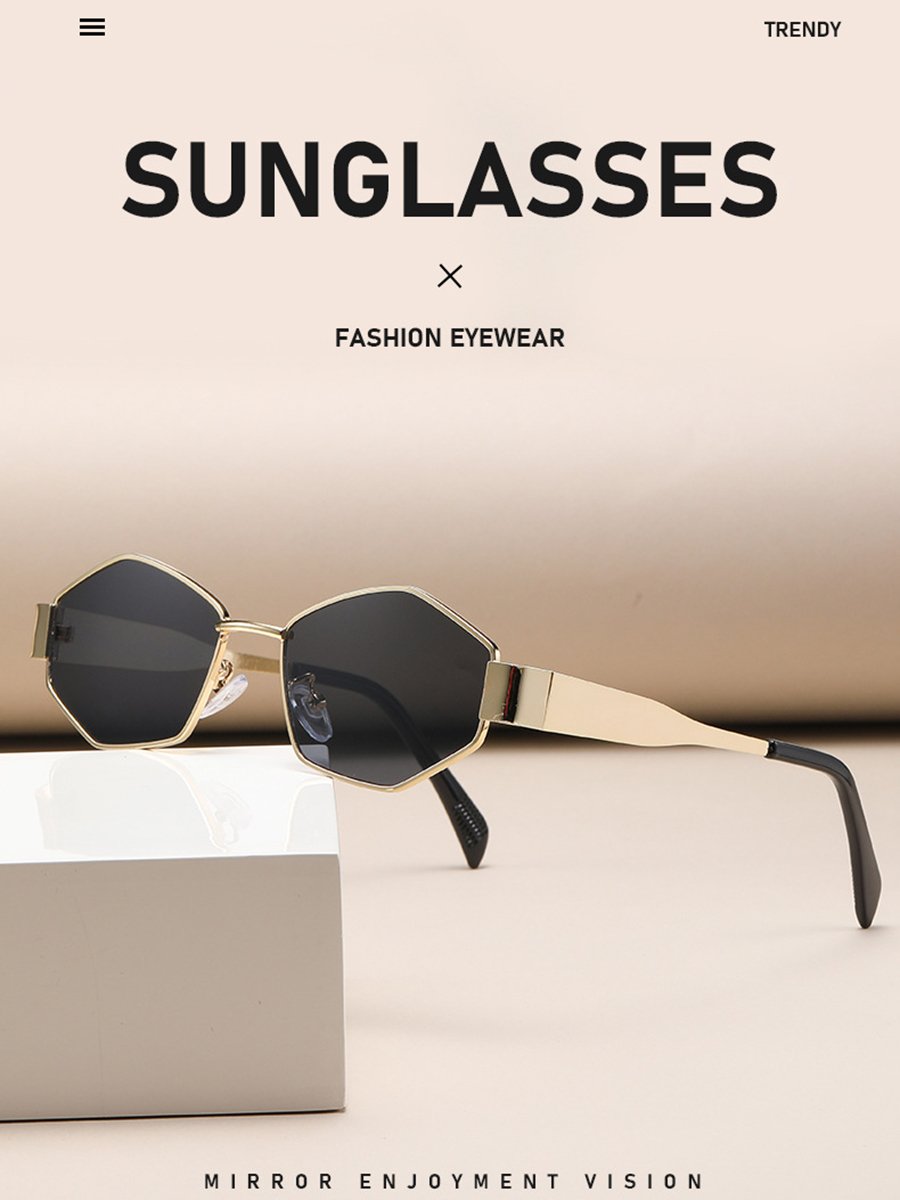 Geometric Gold Frame Sunglasses