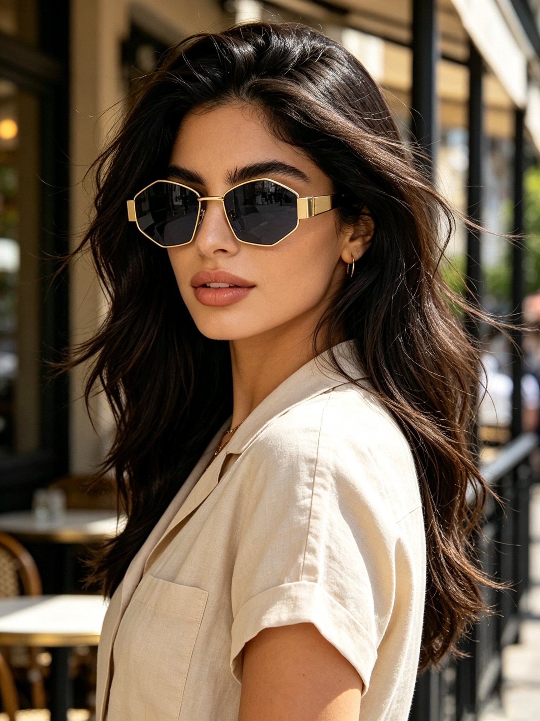 Geometric Gold Frame Sunglasses