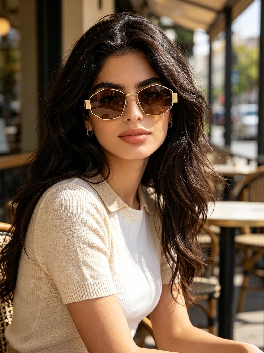 Gold Geometric Sunglasses