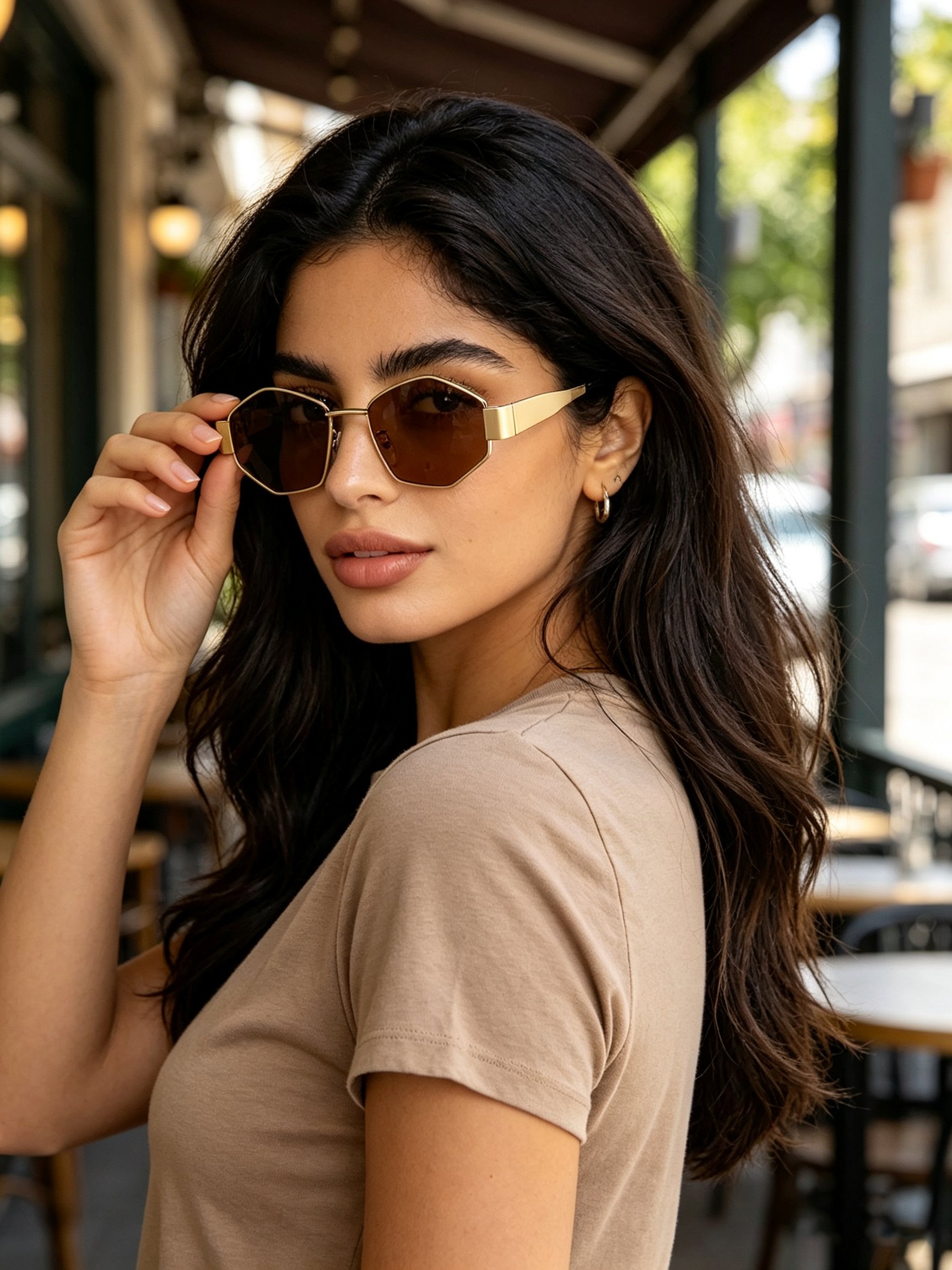 Gold Geometric Sunglasses