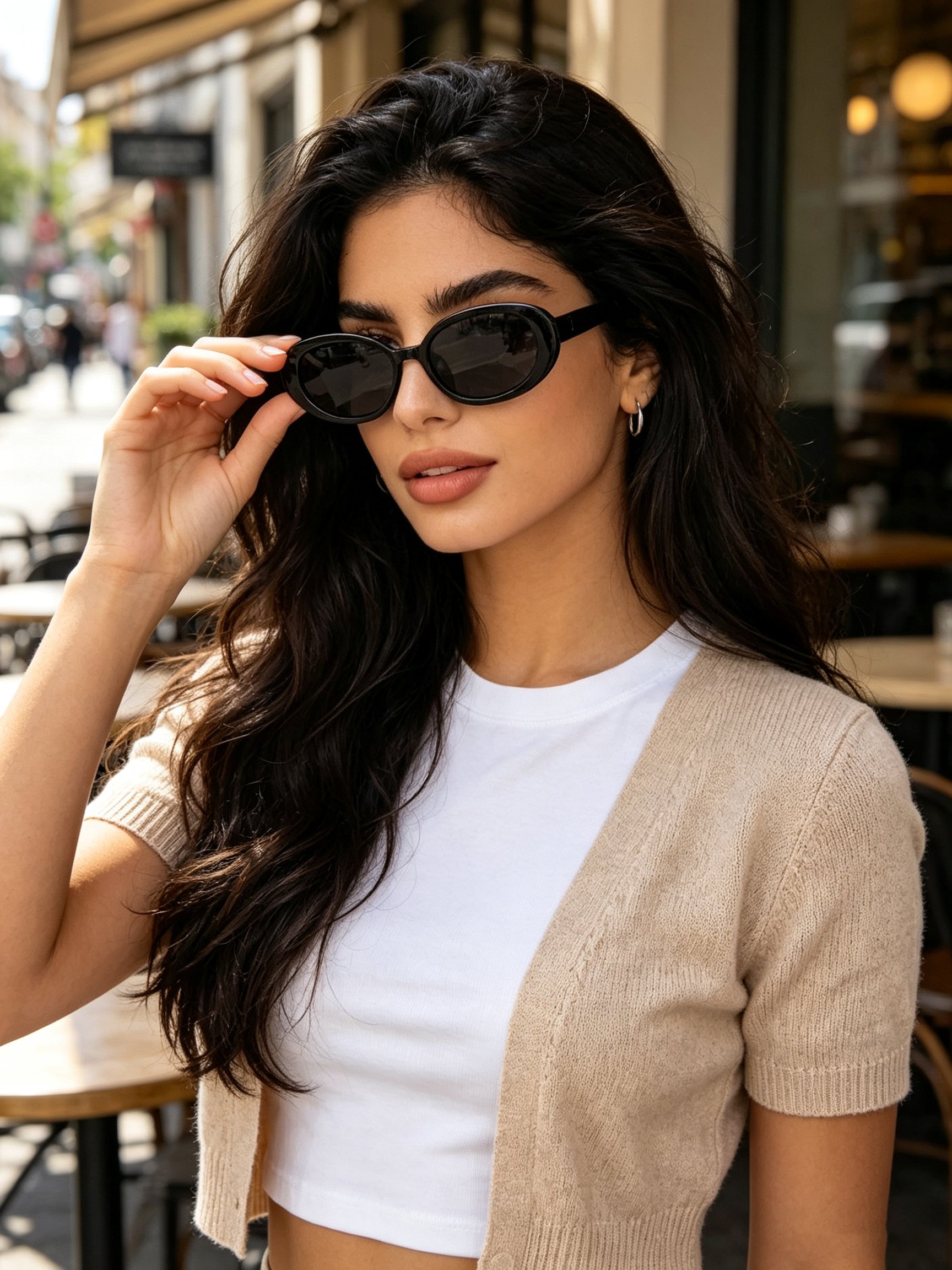Black Oval Sunglasses - Vintage Inspired Shades