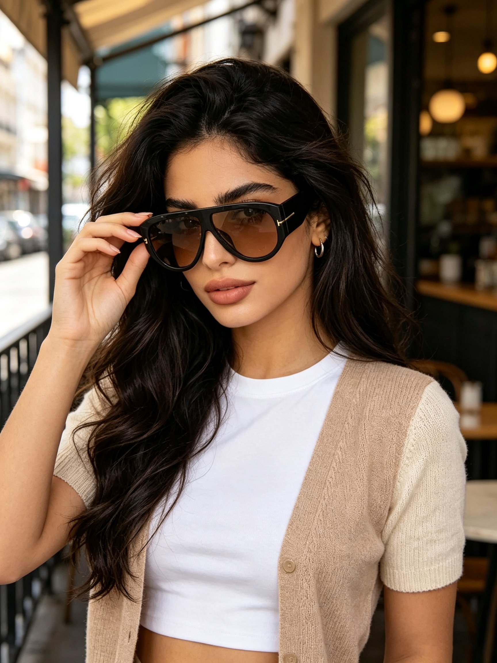 Black Shield Sunglasses with Gold Tone Detail