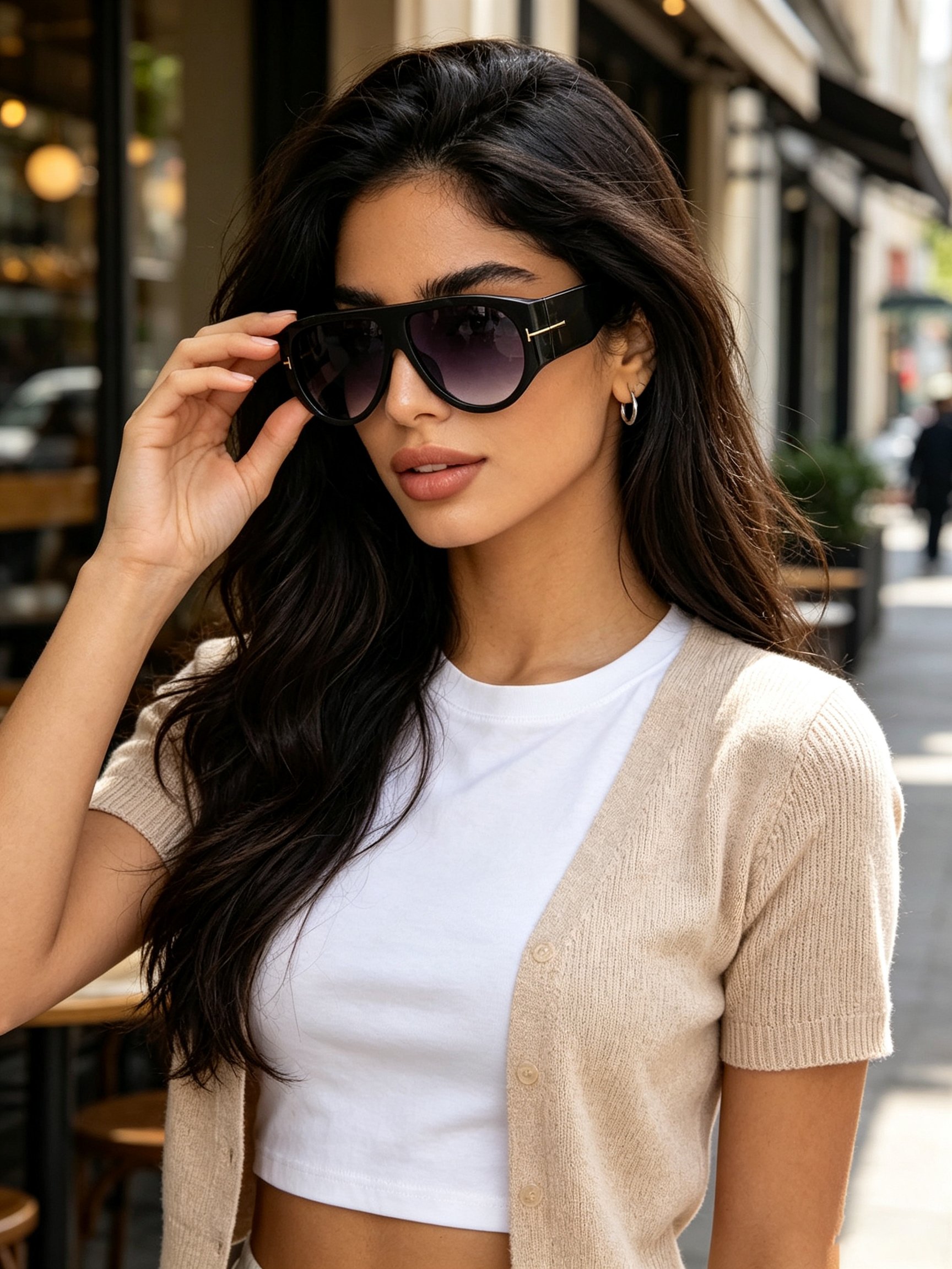 Black Shield Sunglasses with Gold Tone Detail