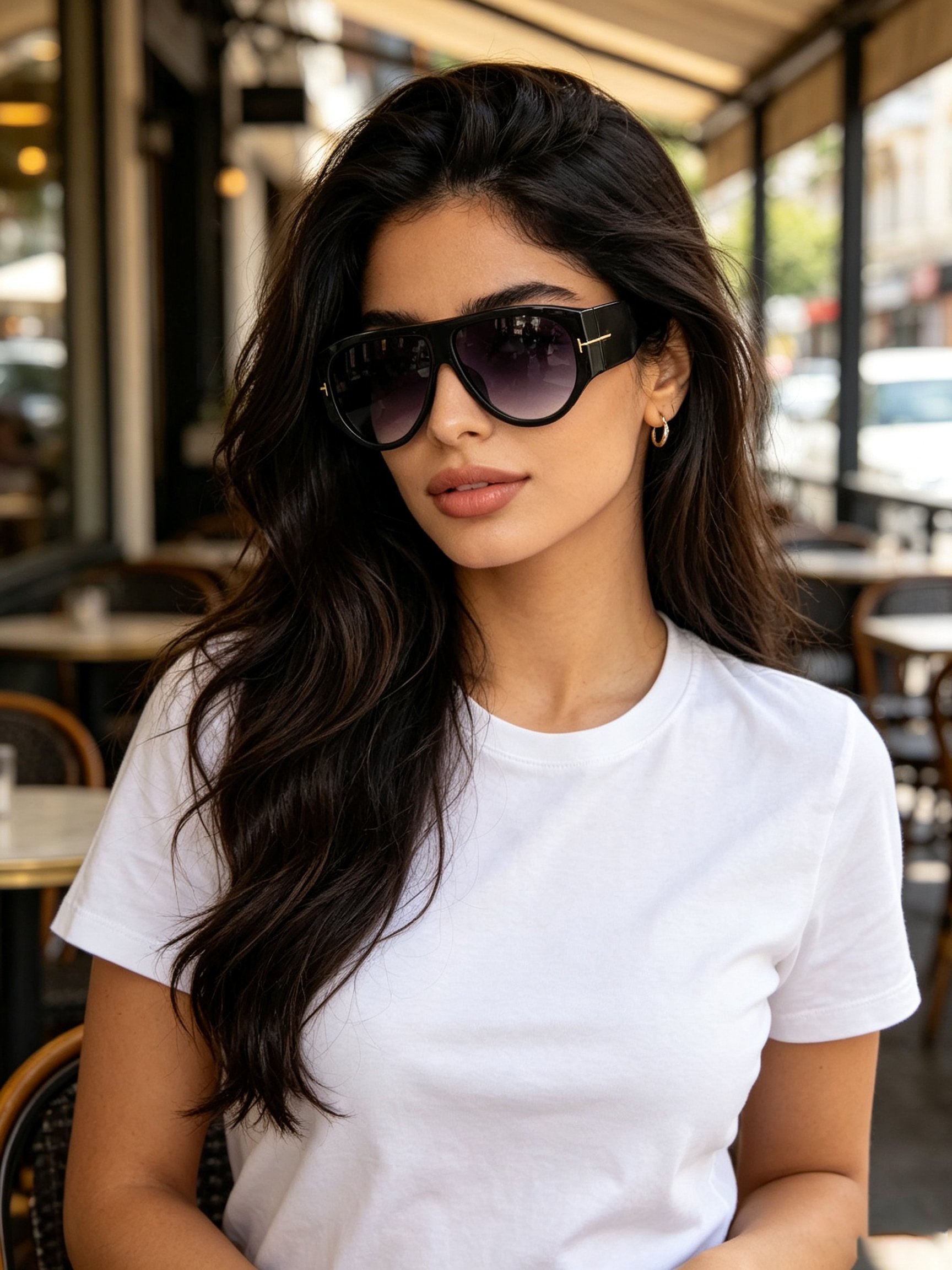 Black Shield Sunglasses with Gold Tone Detail