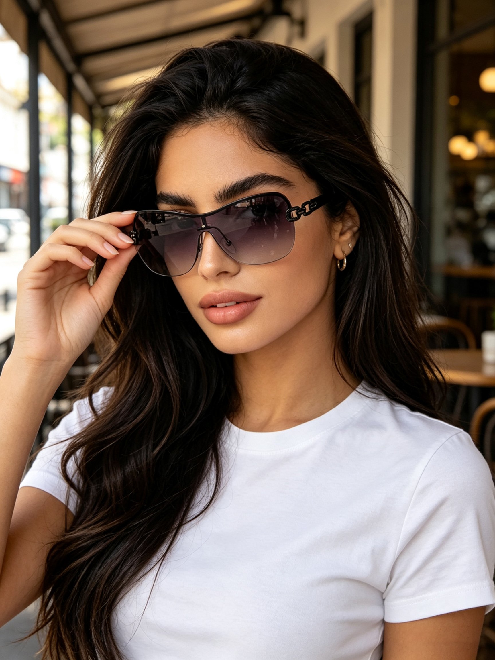 Black Shield Oversized Sunglasses