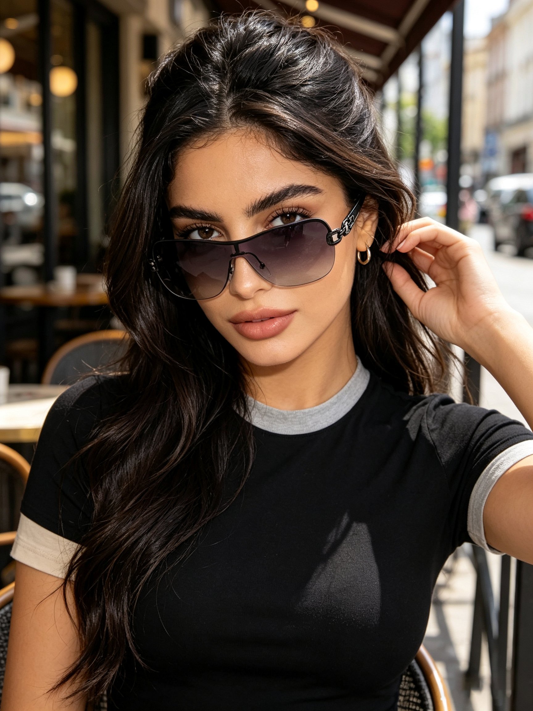 Black Shield Oversized Sunglasses