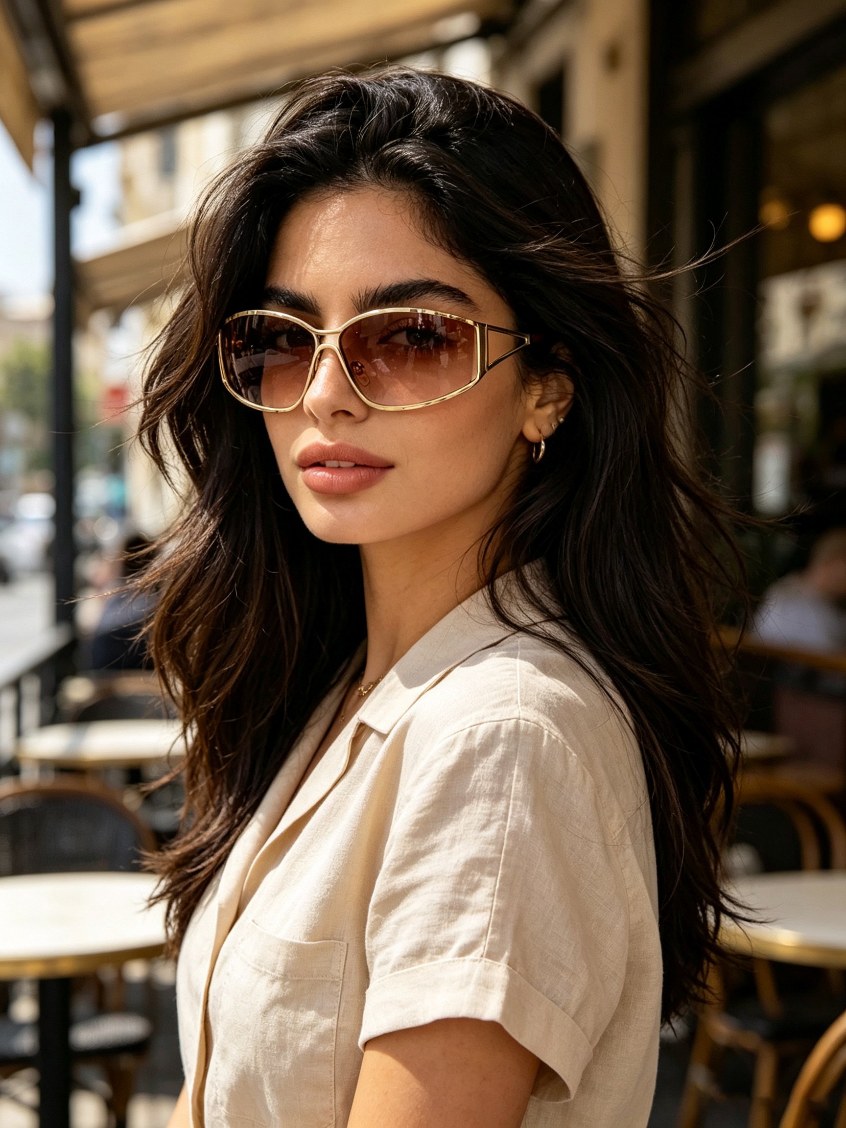 Gold Tone Wrap Sunglasses