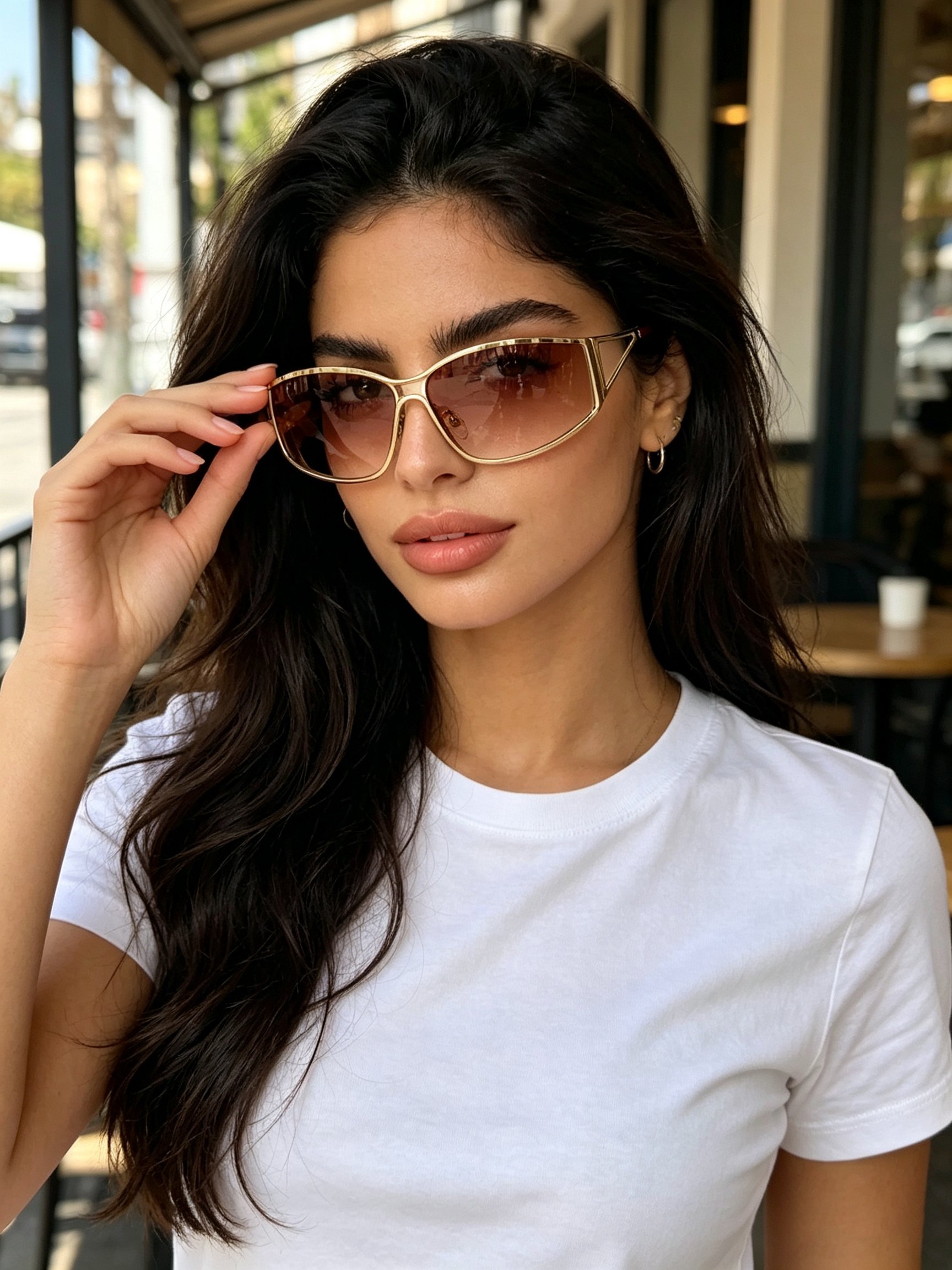 Gold Tone Wrap Sunglasses